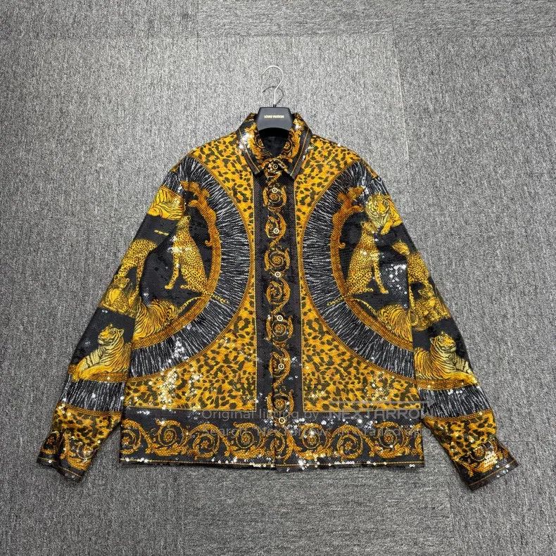 Versace Versace Sequins full of printed leopard print shirts Size US M / EU 48-50 / 2 - 1 Thumbnail