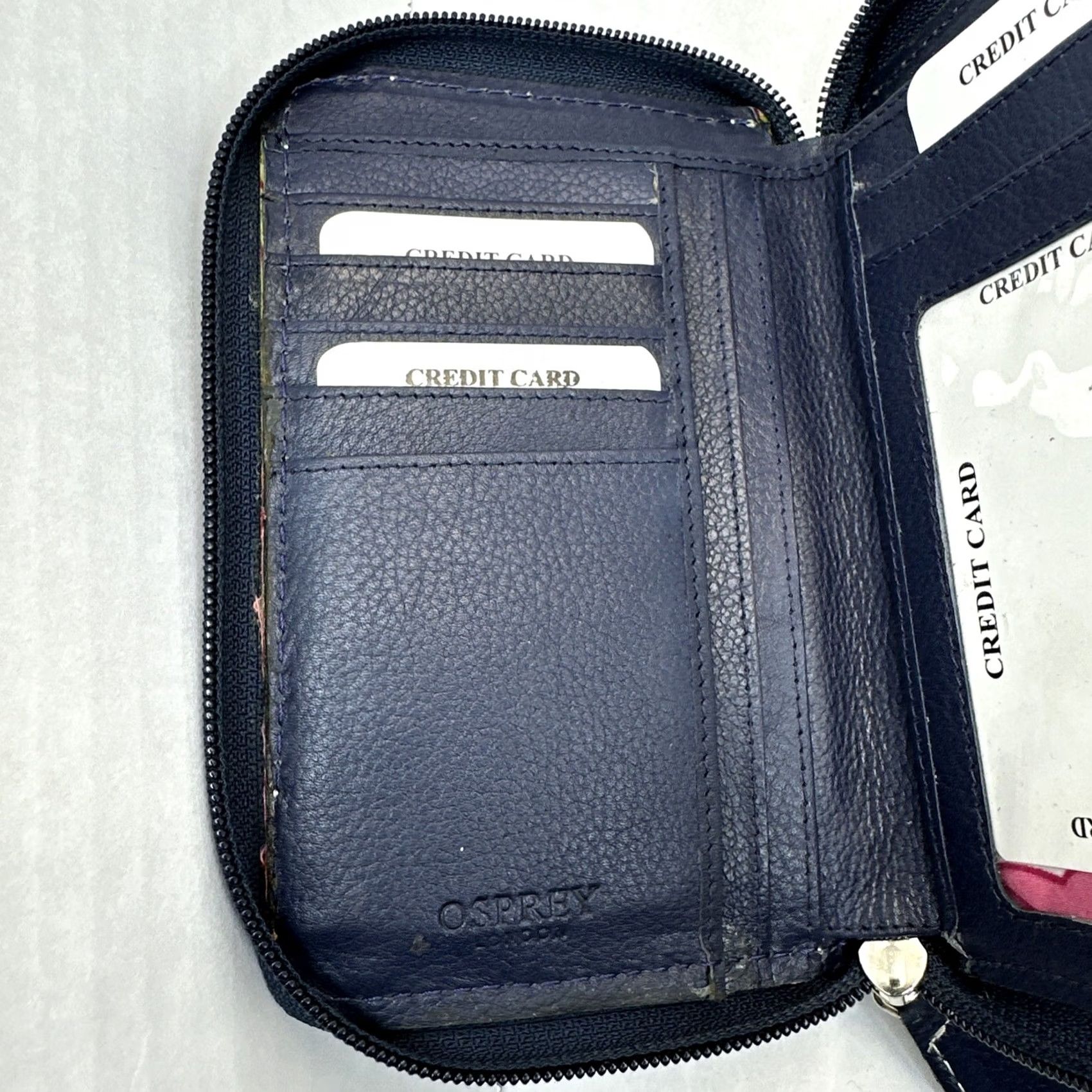 Osprey VINTAGE Osprey London Navy Blue Zip Wallet Graeme Ellisdon Leather Size ONE SIZE - 6 Thumbnail