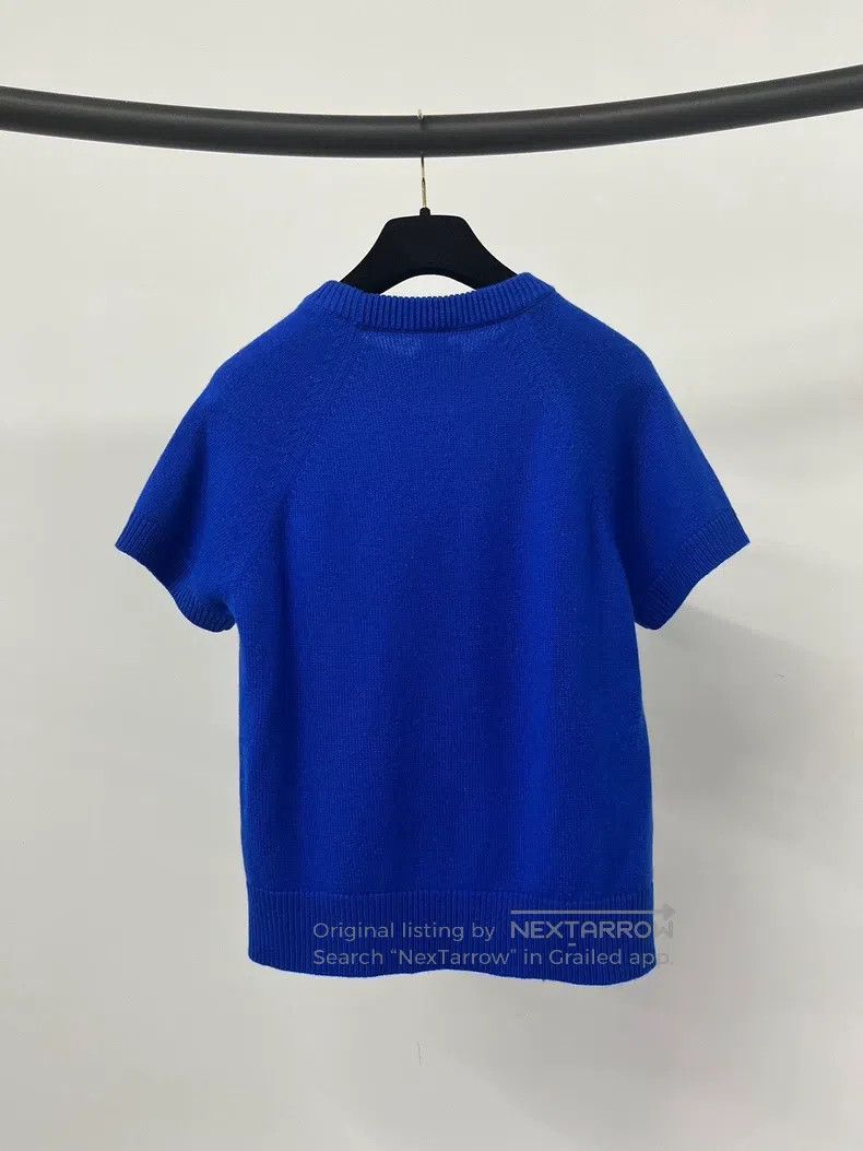 Hermes Hermes Blue Printed Cashmere Knit Short Sleeve Size XS / US 0-2 / IT 36-38 - 2 Thumbnail