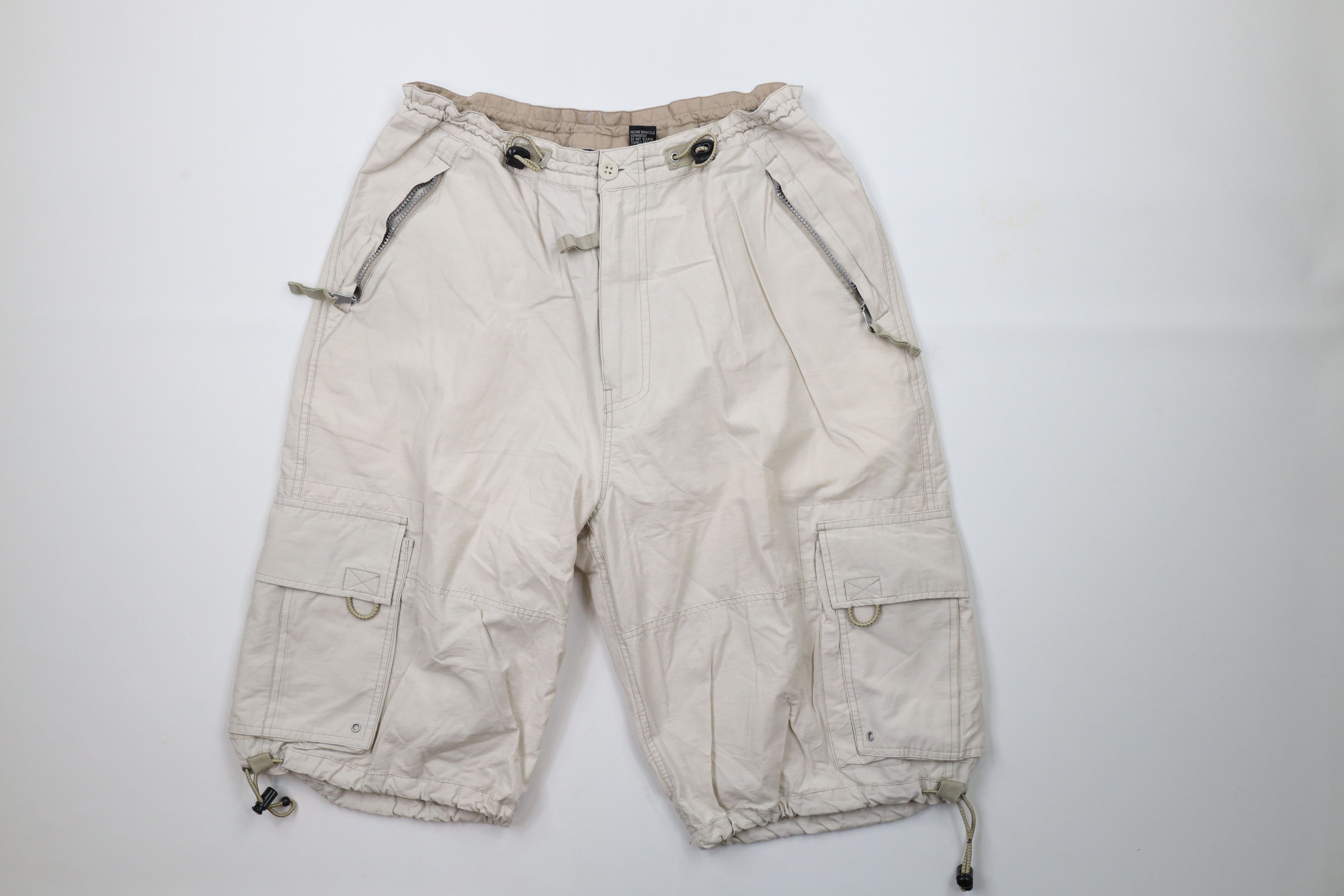 Vintage Vintage 90s Streetwear Baggy Fit Straps Cargo Shorts Beige Size US 34 / EU 50 - 1 Thumbnail