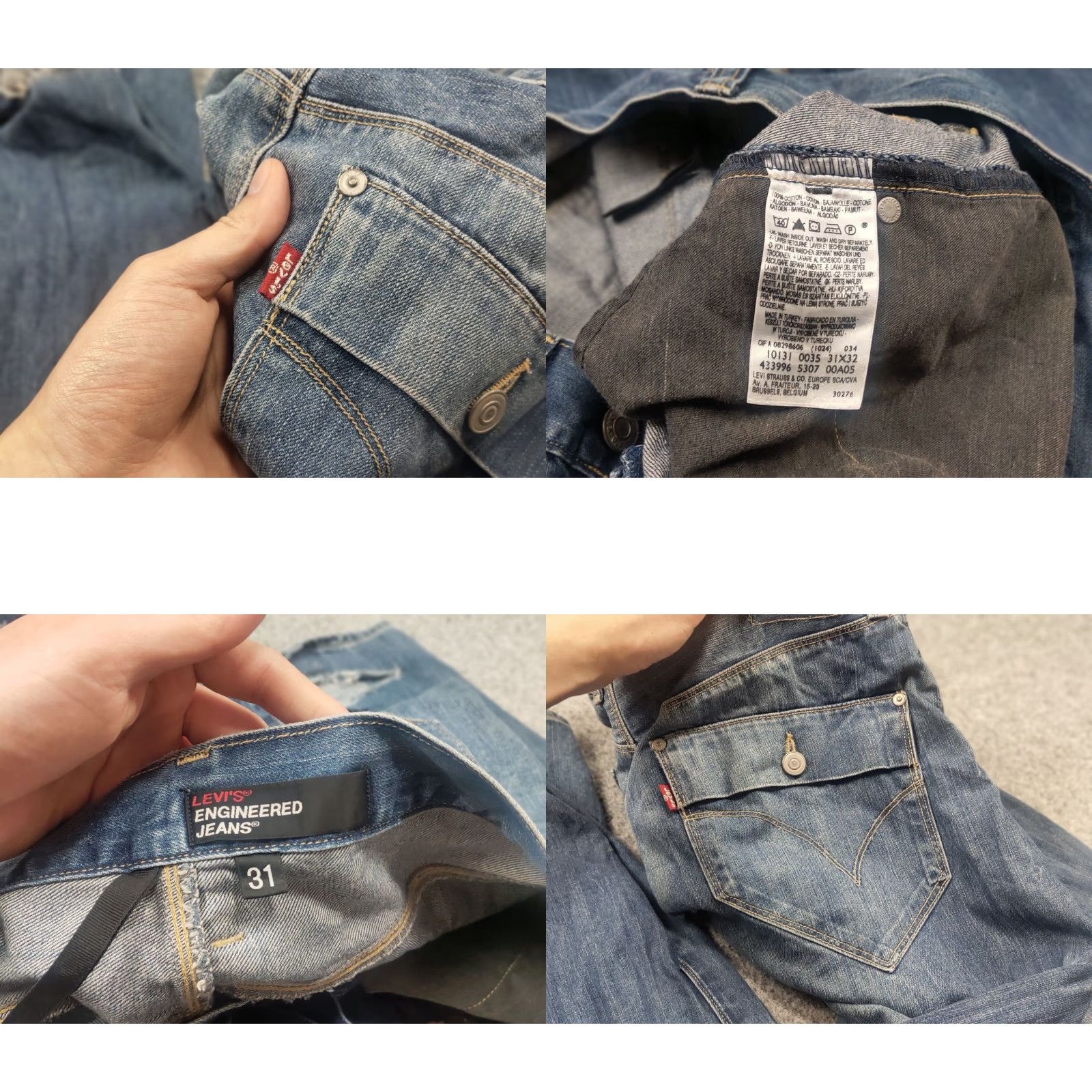 Levi's VINTAGE Levi's Engineered Jeans 90s Denim Distressed Medium Blue 32 Regular Mens 5-Pocket Size US 32 / EU 48 - 10 Thumbnail