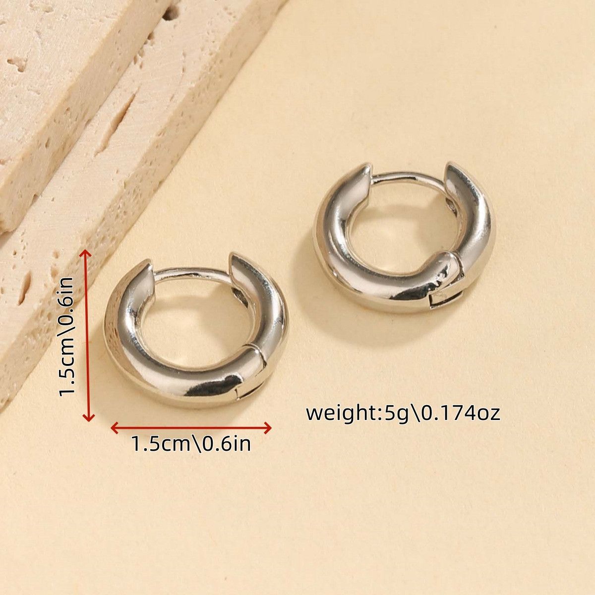 Jewelry Hip-hop Earrings One Pairs Chrome Jewelry Size ONE SIZE - 6 Thumbnail