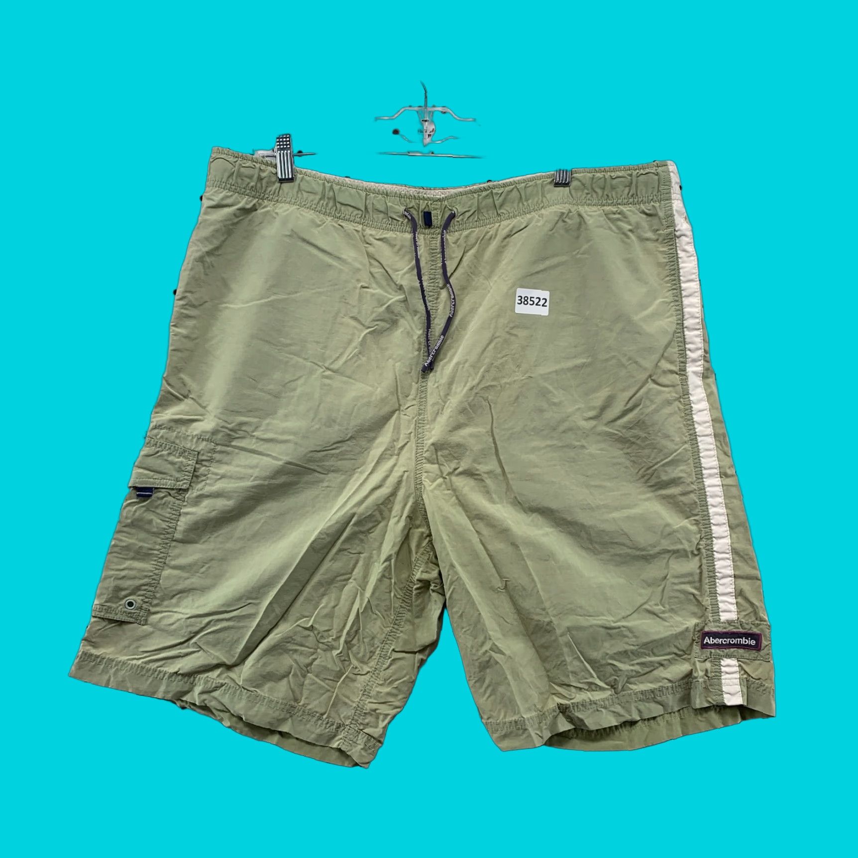 Vintage Abercrombie Fitch Trunks Mens XL Green Mesh Lined Pockets Swim Bottom (Size 36)