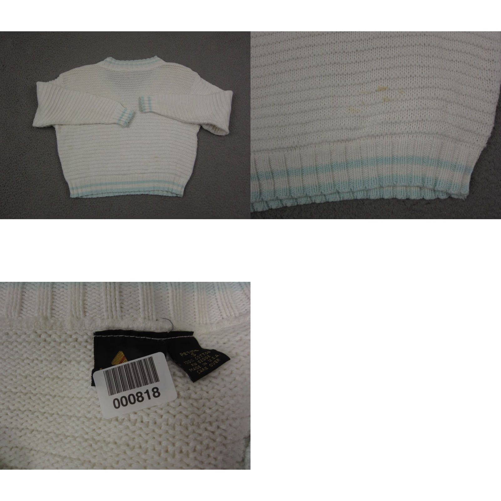Vintage VINTAGE Liz Sport Sweater Womens Petite Small White Cable Knit College Varsity Size S / US 4 / IT 40 - 8 Thumbnail