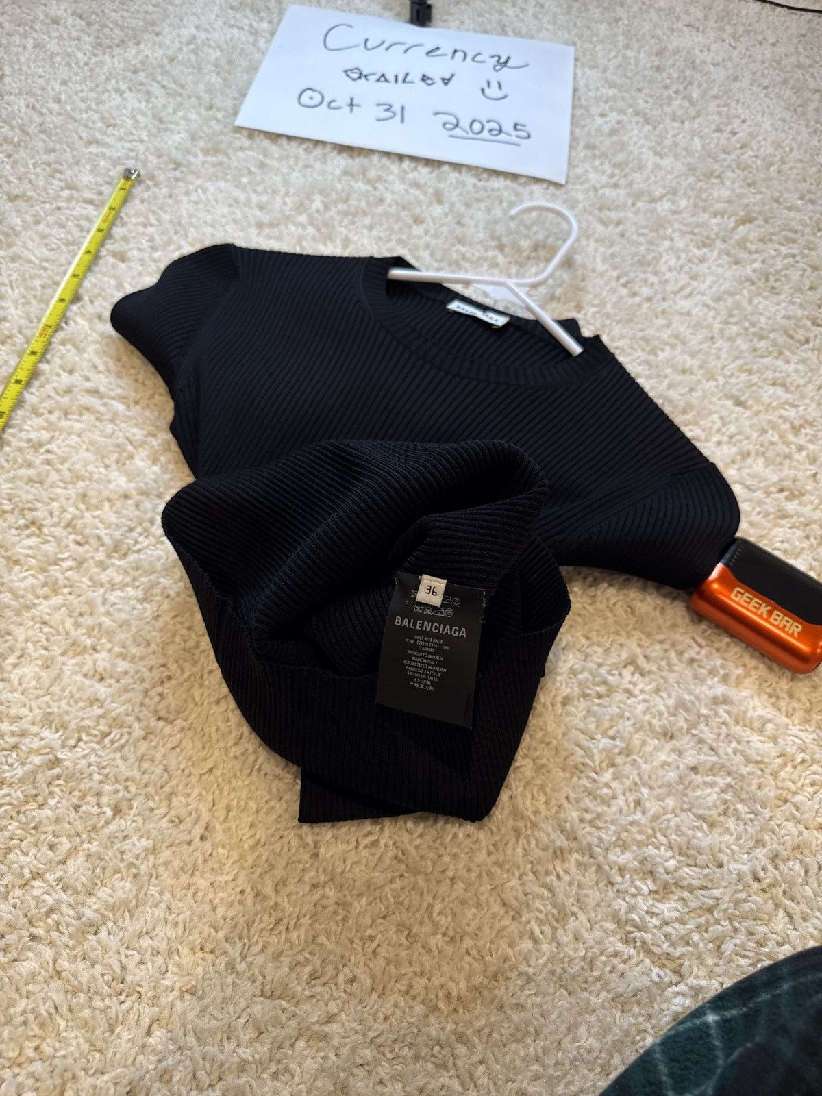 Balenciaga Balenciaga Rubber Logo Ribbed Sweater Long Sleeve Tshirt Size XS / US 0-2 / IT 36-38 - 6 Thumbnail