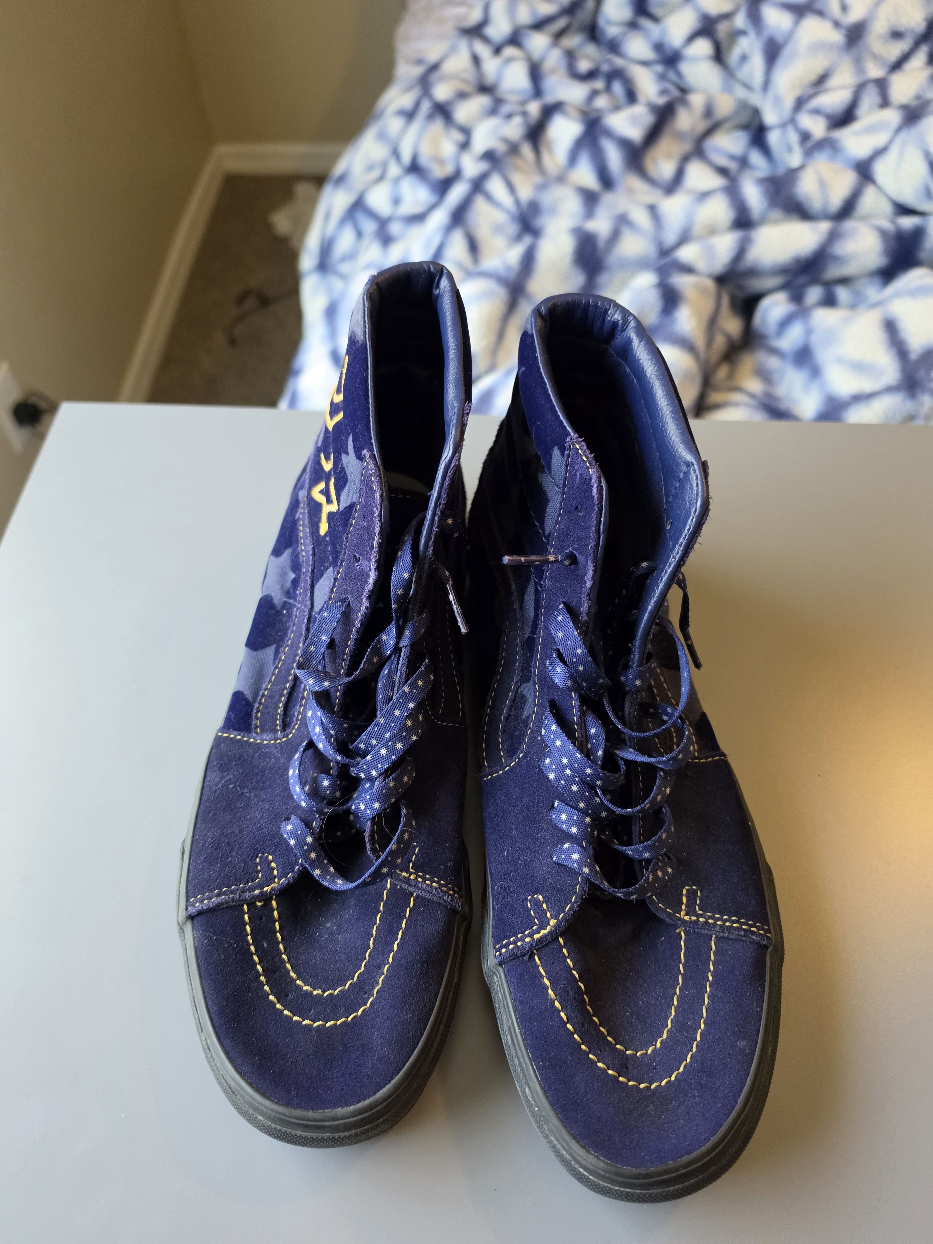 Disney × Vans Vans X Disney Blue Felt Hightop Sneakers Size 12 Size US 12 / EU 45 - 1 Thumbnail
