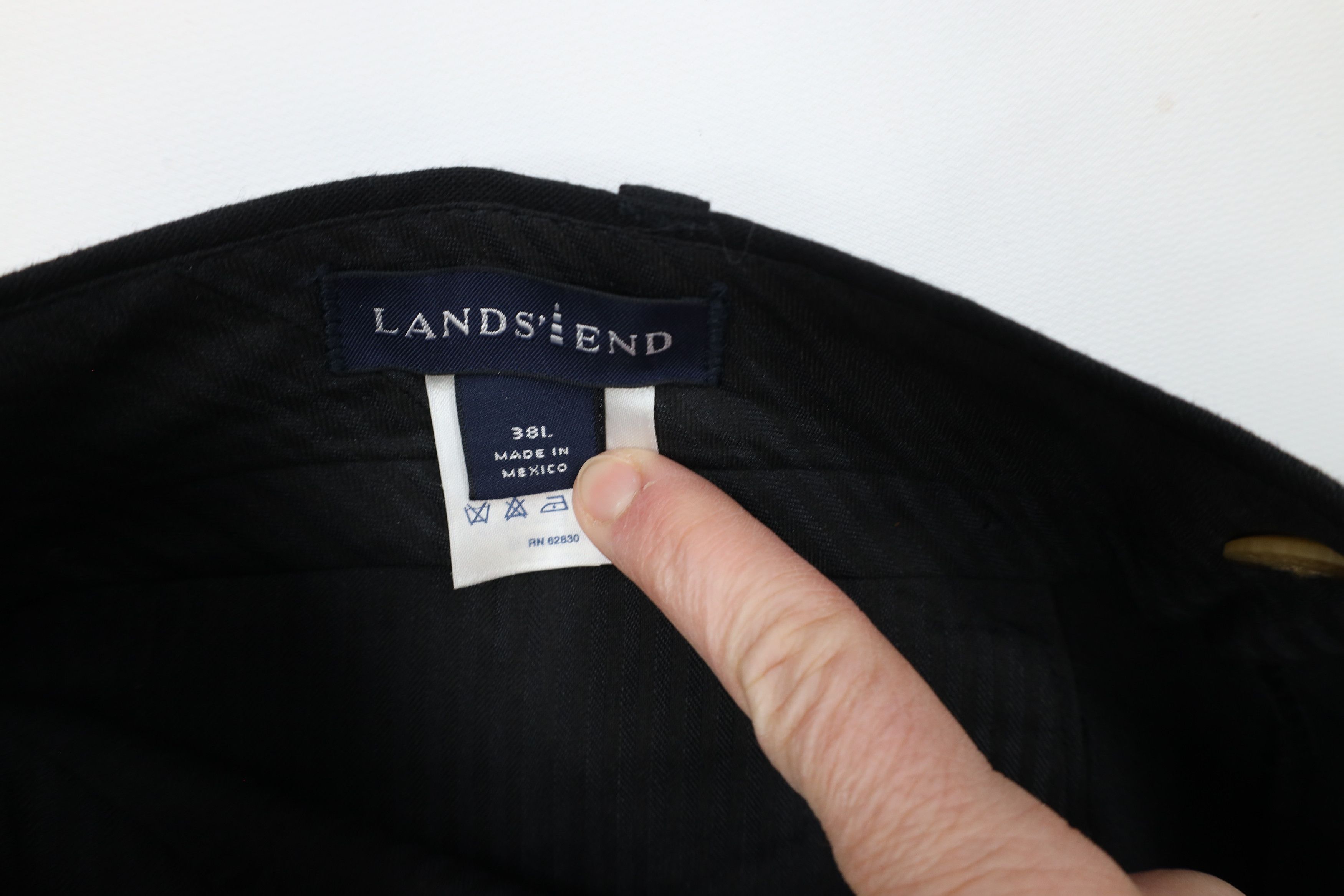 Lands' End × Vintage Vintage 90s Lands End Wool Wide Leg Chino Pants Black USA Size US 38 / EU 54 - 6 Thumbnail