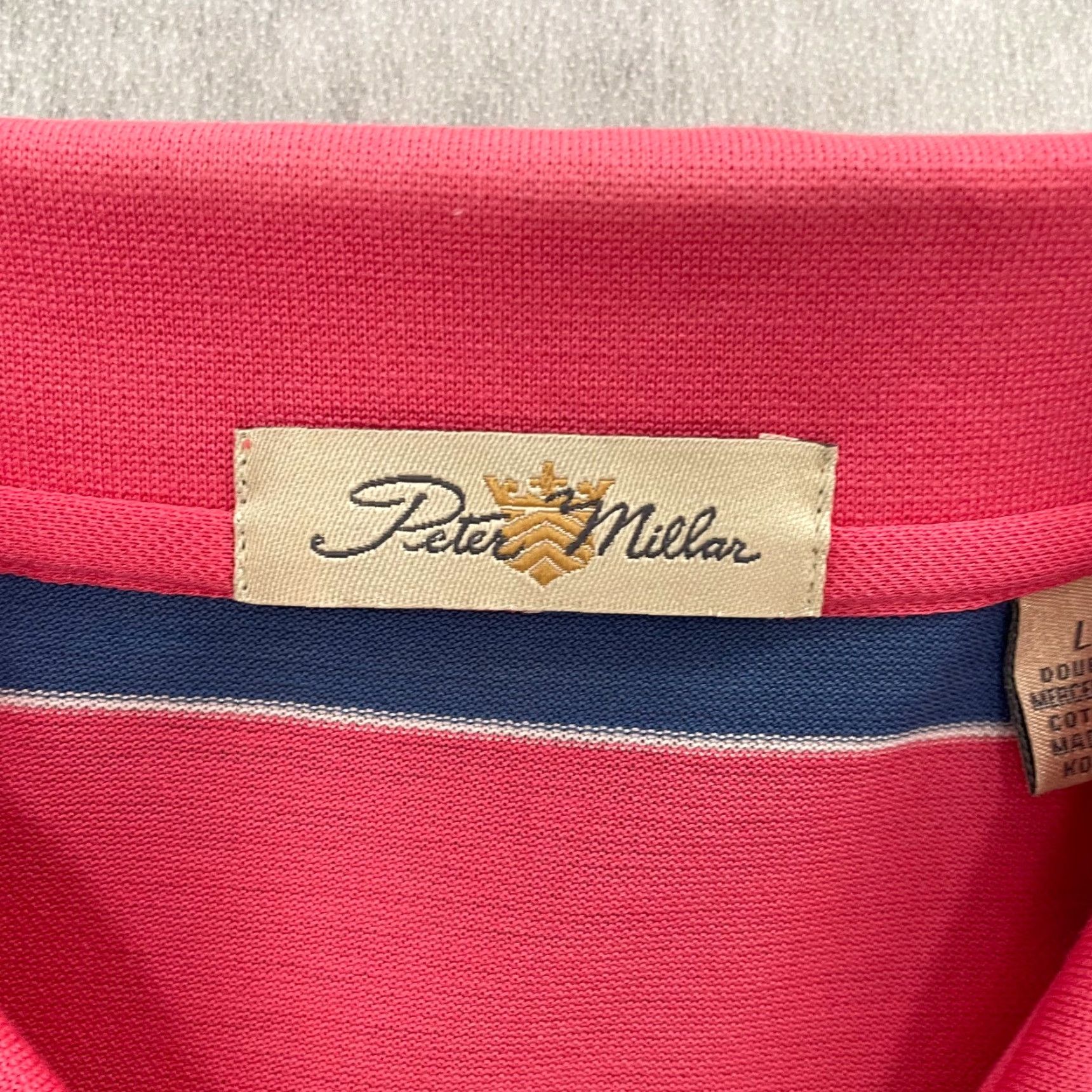 Peter Millar VINTAGE Peter Millar Polo Shirt Adult Large Pink Striped Sea Island Golf Mens L Size US L / EU 52-54 / 3 - 5 Thumbnail
