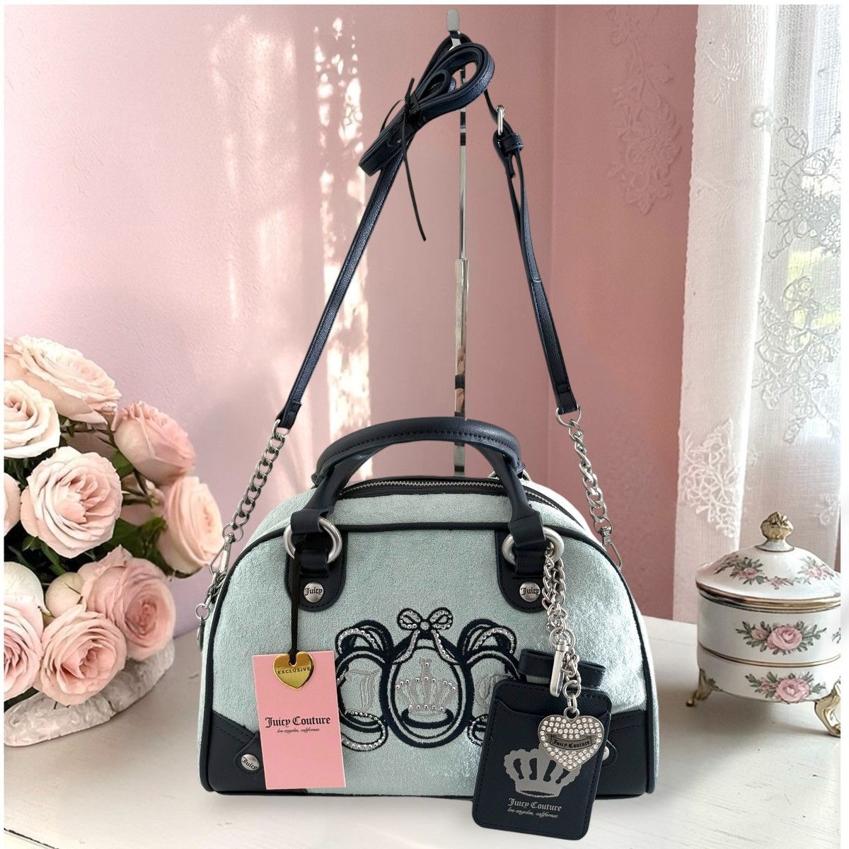 Juicy Couture Juicy Couture Blue Lovers Club Bowler Bag Satchel Crossbody Size ONE SIZE - 3 Thumbnail