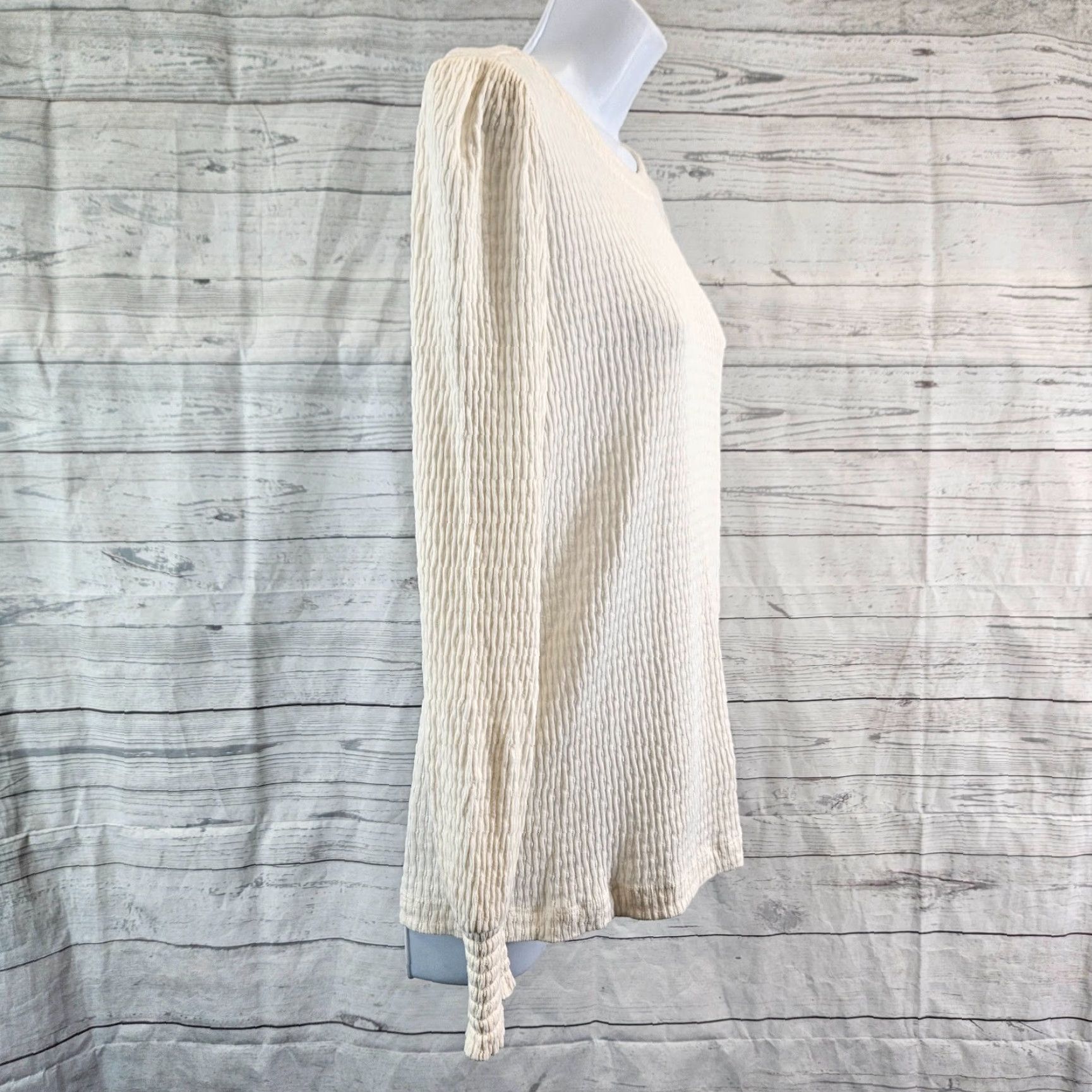 Loft VINTAGE LOFT Ann Taylor Womens Top Blouse Shirt Ivory Long Sleeve Cotton Blend S Small Womens Size S / US 4 / IT 40 - 3 Thumbnail