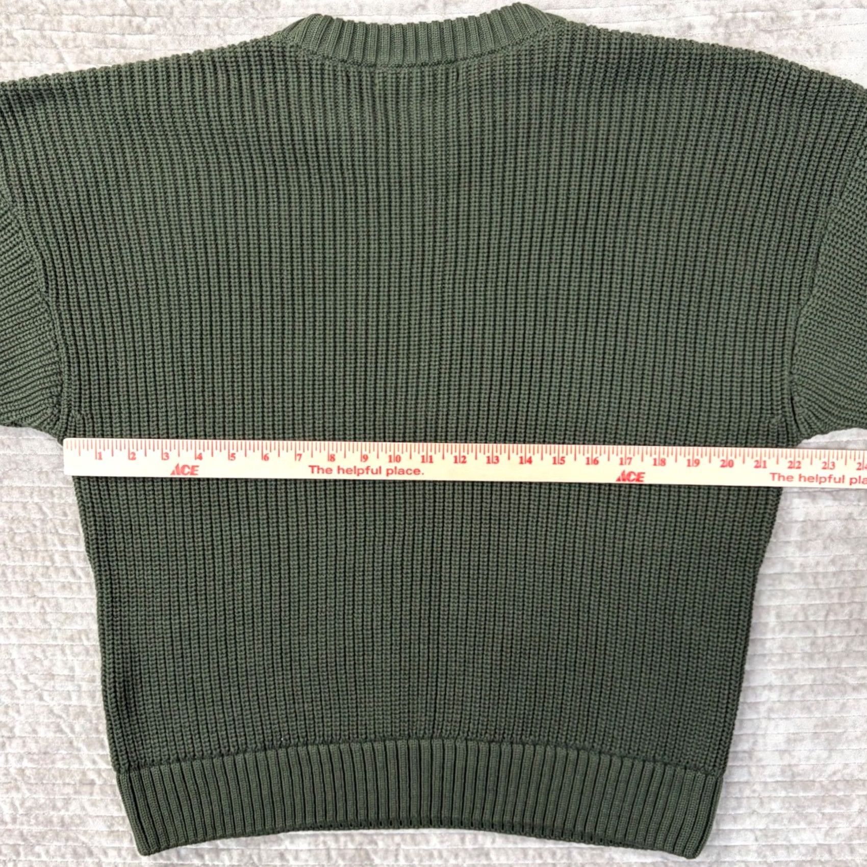 CO Yellow Label Co Crewneck Sweater Mens Olive Green Cotton Shaker Stitch Small Size US S / EU 44-46 / 1 - 7 Thumbnail
