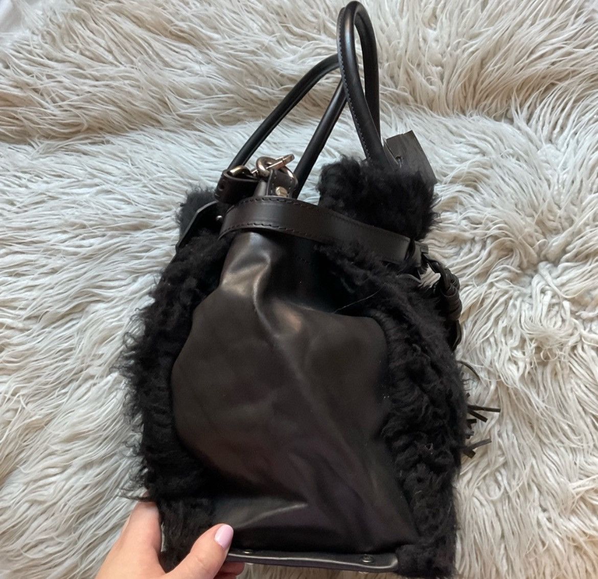 Giorgio Brato Giorgio Brato Tanned Leather Shearling Crossbody Satchel Size ONE SIZE - 4 Thumbnail