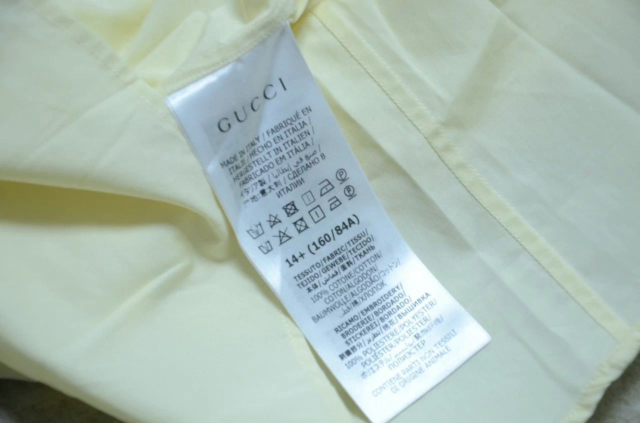 Gucci Gucci Yellow Embroidered Logo Silk Shirt Size US S / EU 44-46 / 1 - 8 Thumbnail