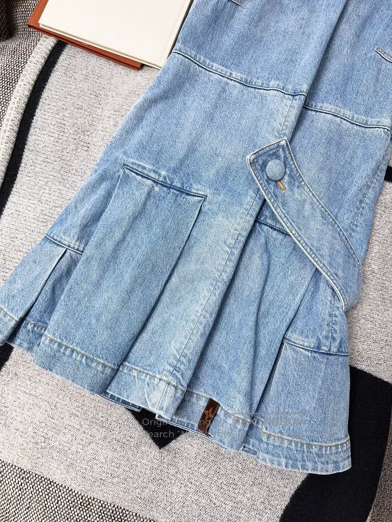 Louis Vuitton Louis Vuitton Blue Denim Belted Sleeveless Dress Size S / US 4 / IT 40 - 5 Thumbnail