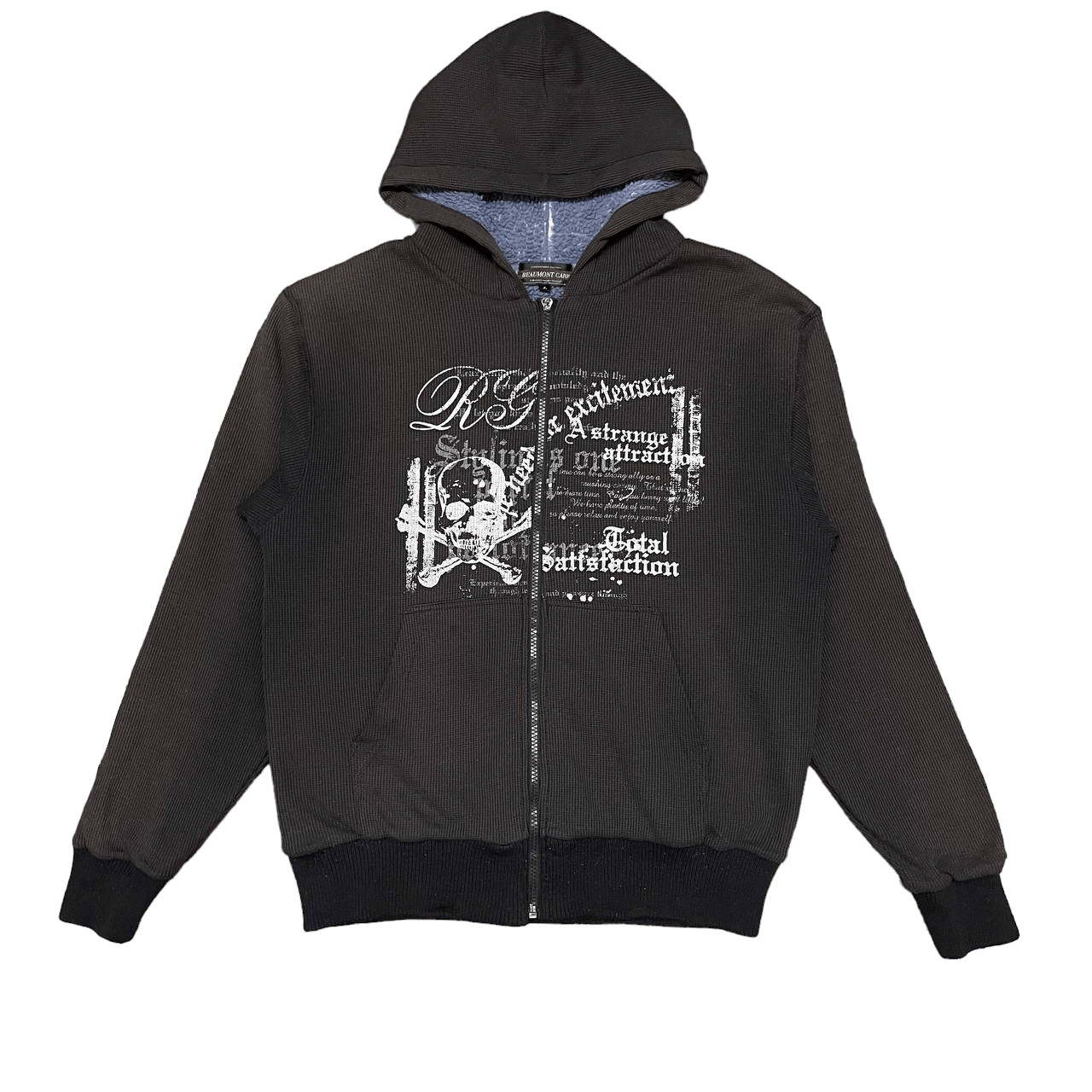 image of If Six Was Nine x Le Grande Bleu L G B Vintage Beaumont Carr Skull Zip Up Hoodie Jacket (Size Large