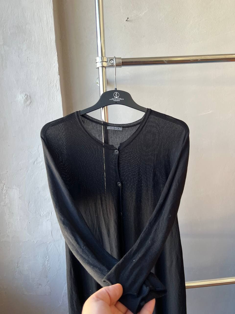 OSKA OSKA BLACK LIGHTWEIGH KNIT ASYMETRICAL WOMEN TUNIC CARDIGAN Size L / US 10 / IT 46 - 6 Thumbnail