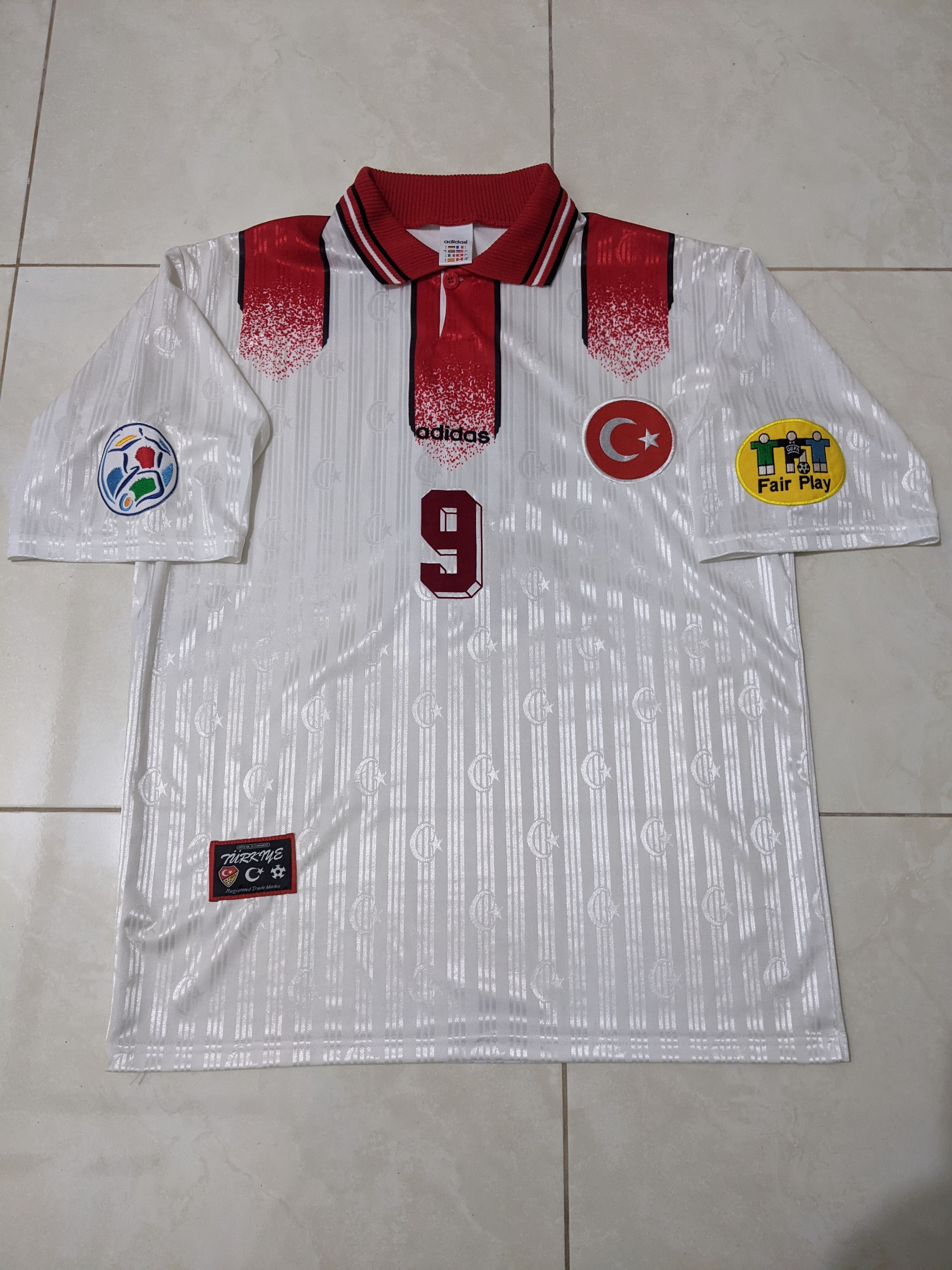 Adidas Jersey Turki euro 1996 home Hakan sukur football shirt Size US L / EU 52-54 / 3 - 1 Thumbnail
