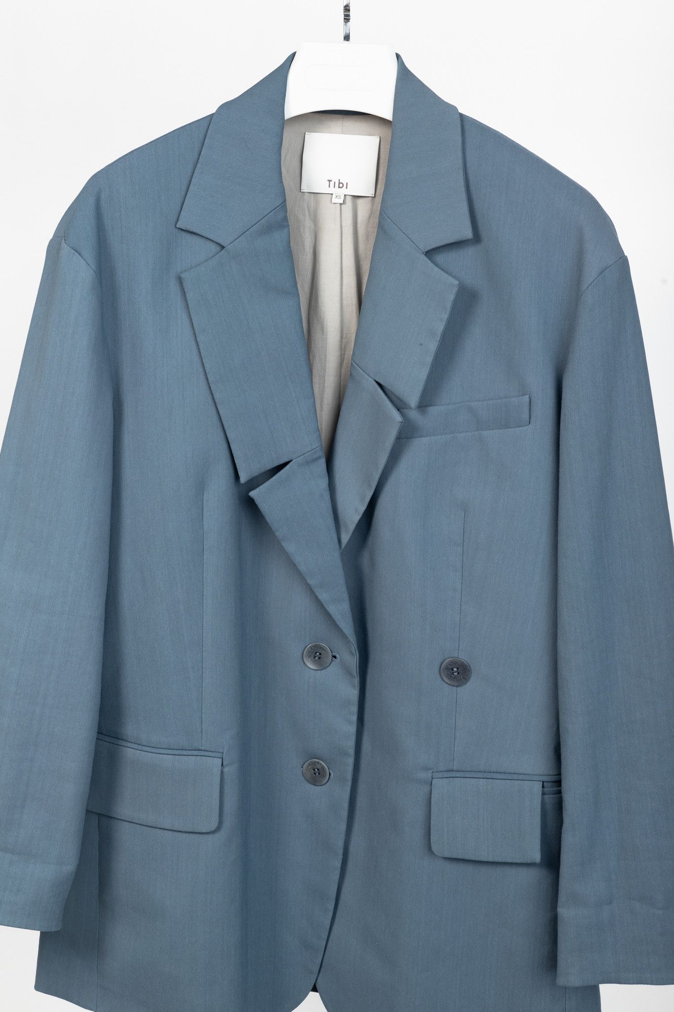 Tibi Tibi Liam Blue Grey Fluid Suiting Oversized Blazer Size XS / US 0-2 / IT 36-38 - 3 Thumbnail