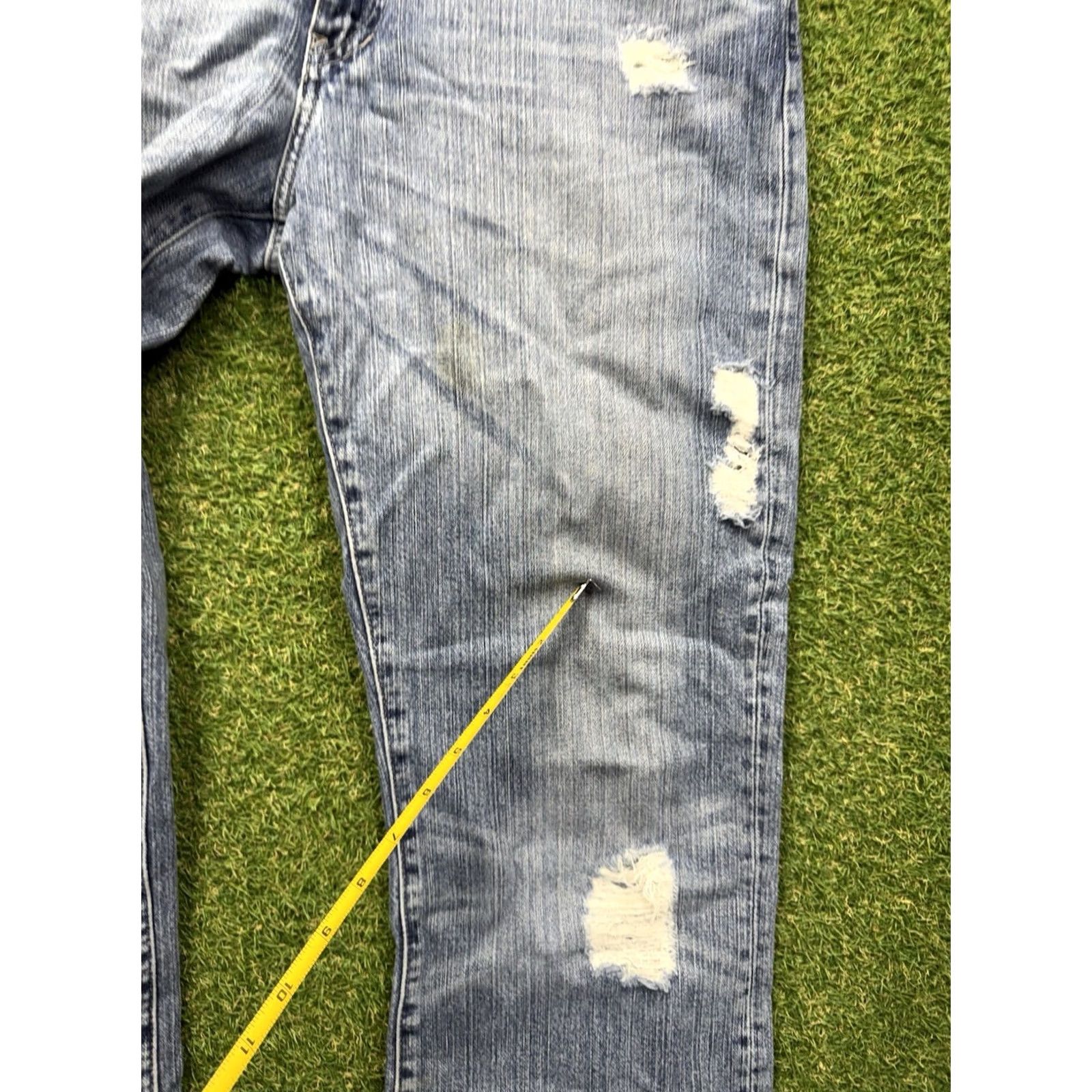 Express Express Jeans Precision Fit Mens 33x32 Quince Bootcut Light Wash Denim Distress Shirt Size US 32 / EU 48 - 7 Thumbnail