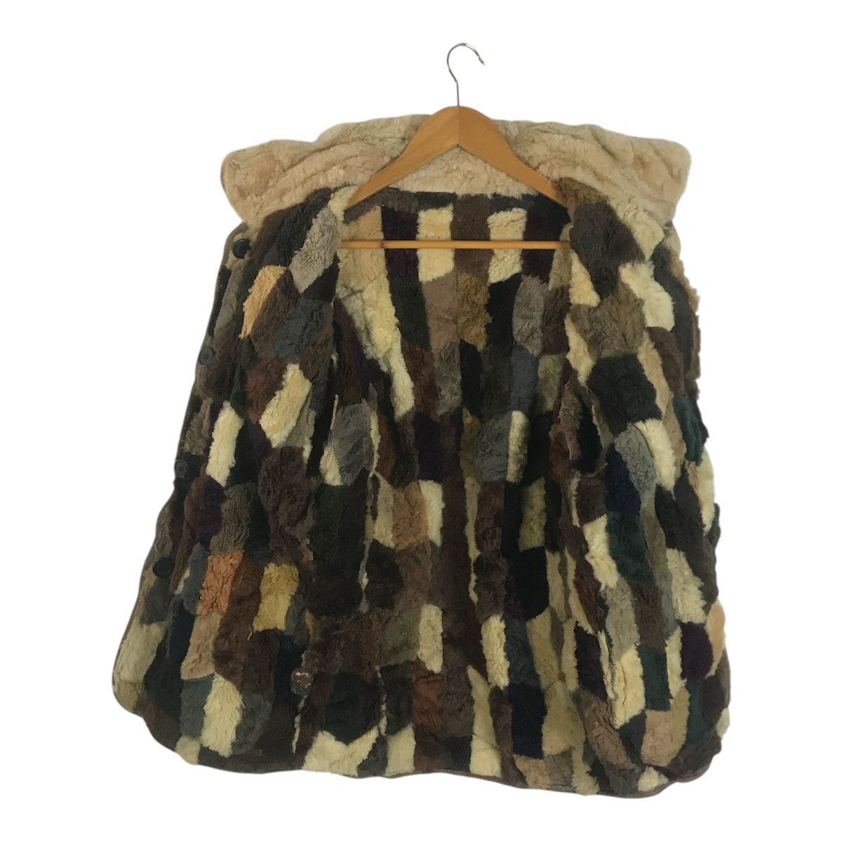 Vintage Vintage 70s Chevron Patchwork Leather Shearling Coat Size US M / EU 48-50 / 2 - 3 Thumbnail