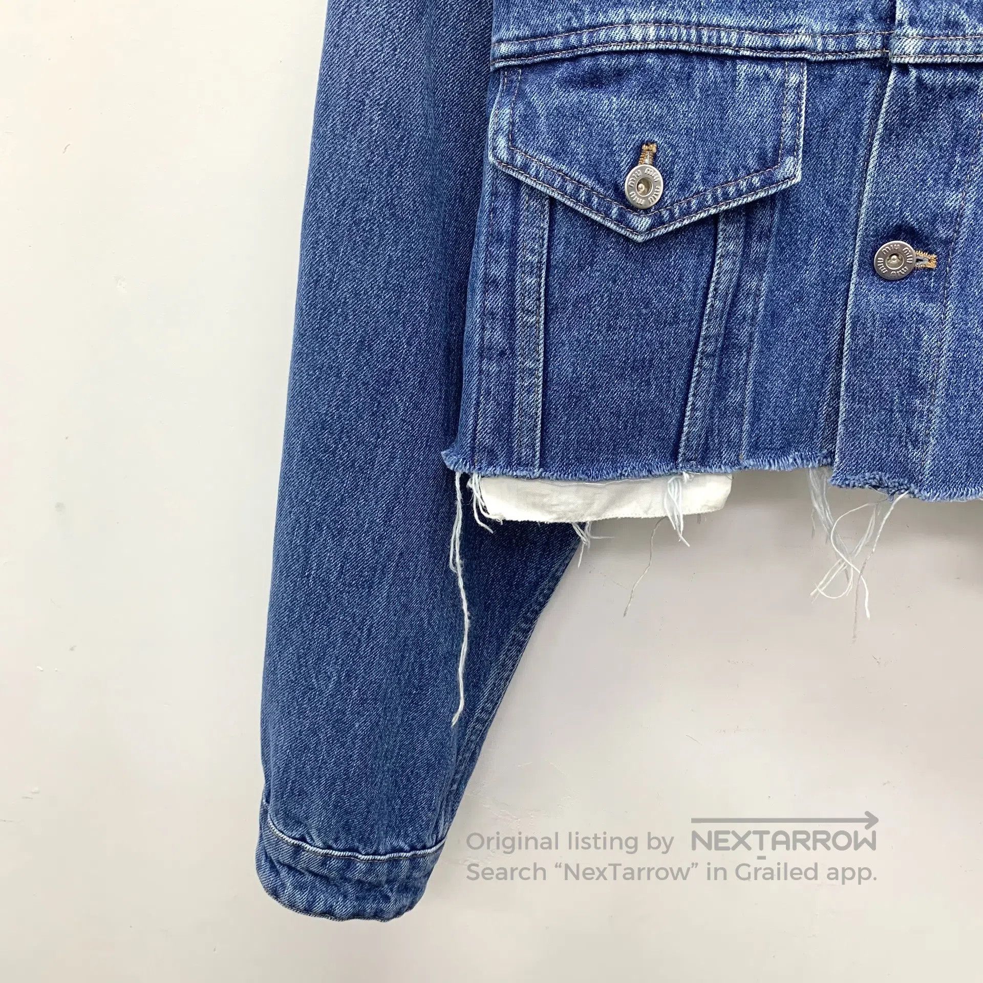 Miu Miu Miu Miu Dark Blue Washed Cotton Logo Letter Embroidered Si Size XS / US 0-2 / IT 36-38 - 4 Thumbnail