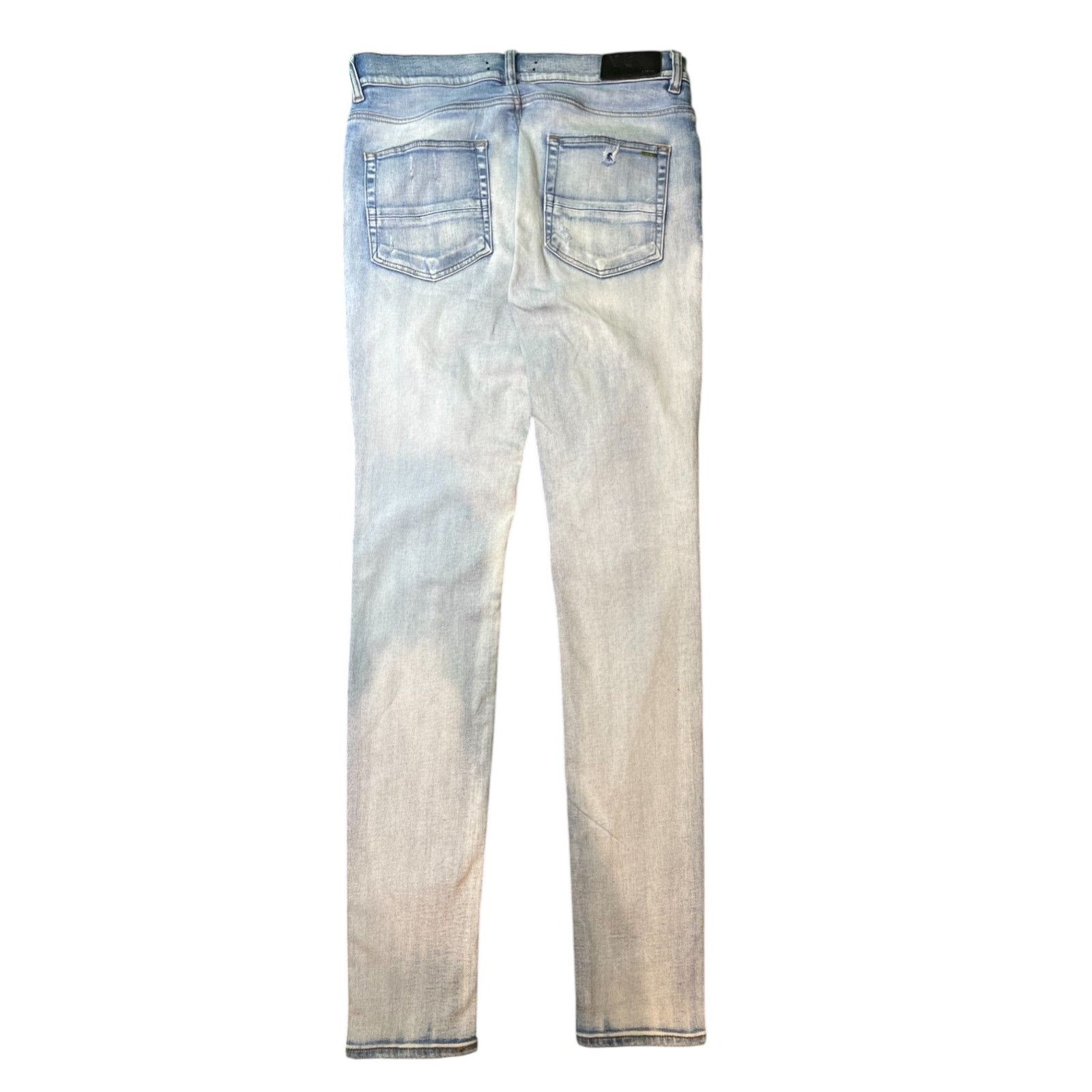 Amiri Amiri MX1 Teal Paisley Patch Light Wash Blue Jeans Size US 33 - 2 Thumbnail
