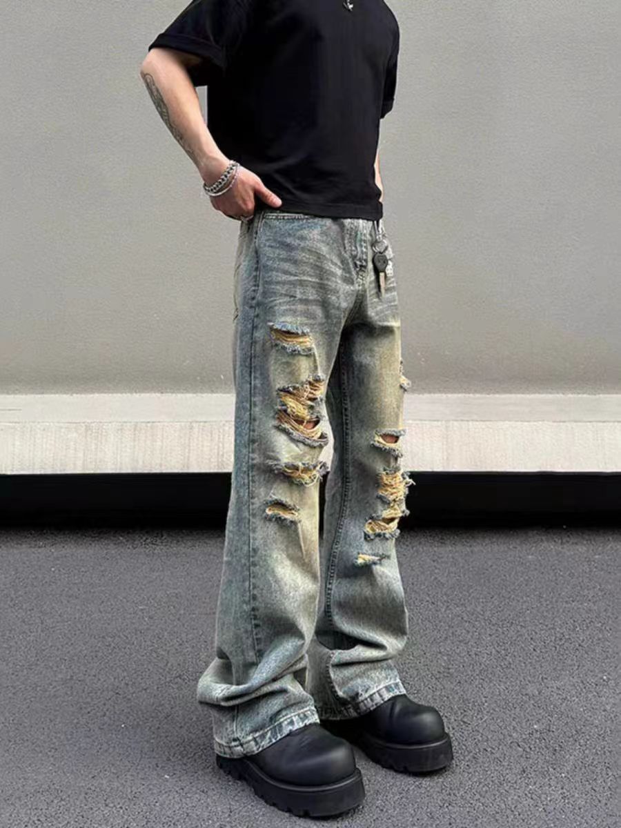 Vintage Washed and ripped street hip-hop baggy jeans Size US 34 / EU 50 - 2 Thumbnail