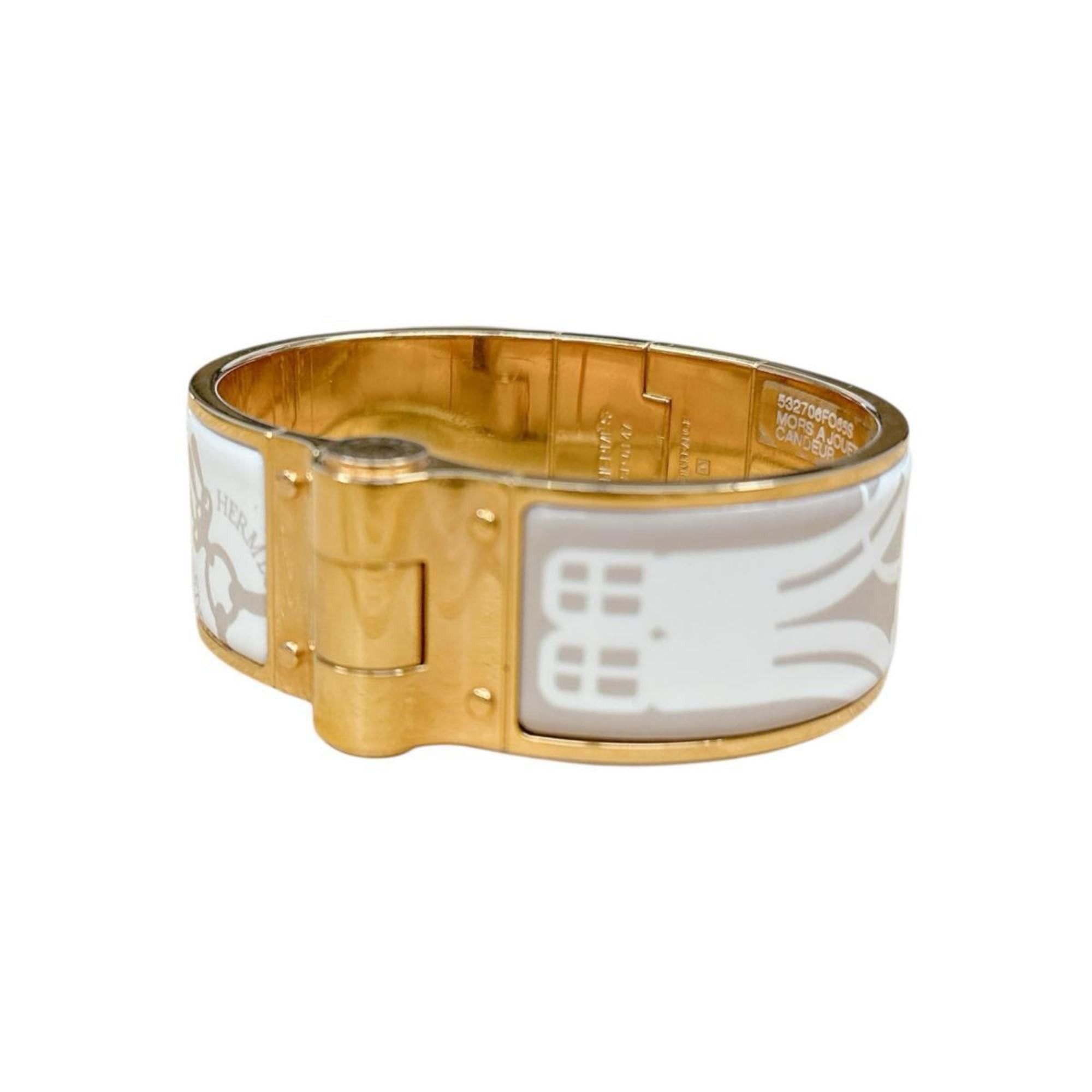 Hermes Hermes Hermès Charnière Bangle Bracelet GP White x Beige Gold Size ONE SIZE - 1 Thumbnail
