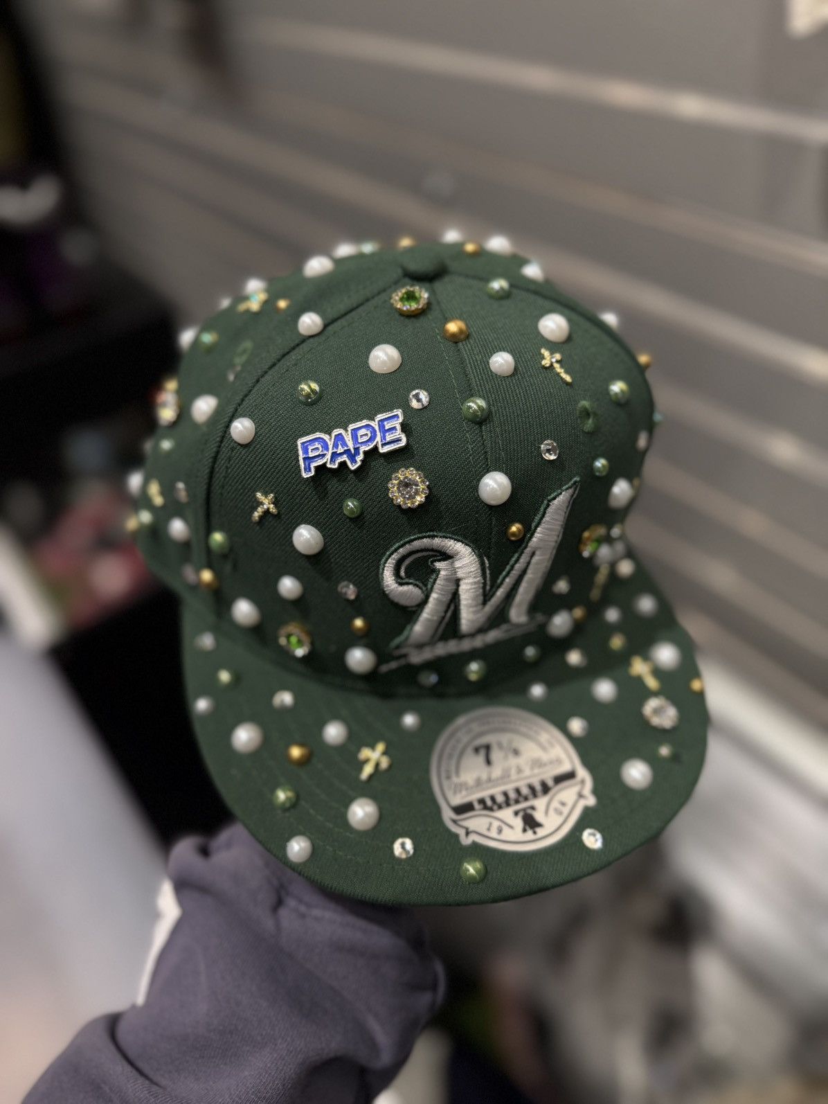 Other PAPE Fitted Hat Stone Crystal Brand New 7 1/8 Size ONE SIZE - 6 Thumbnail