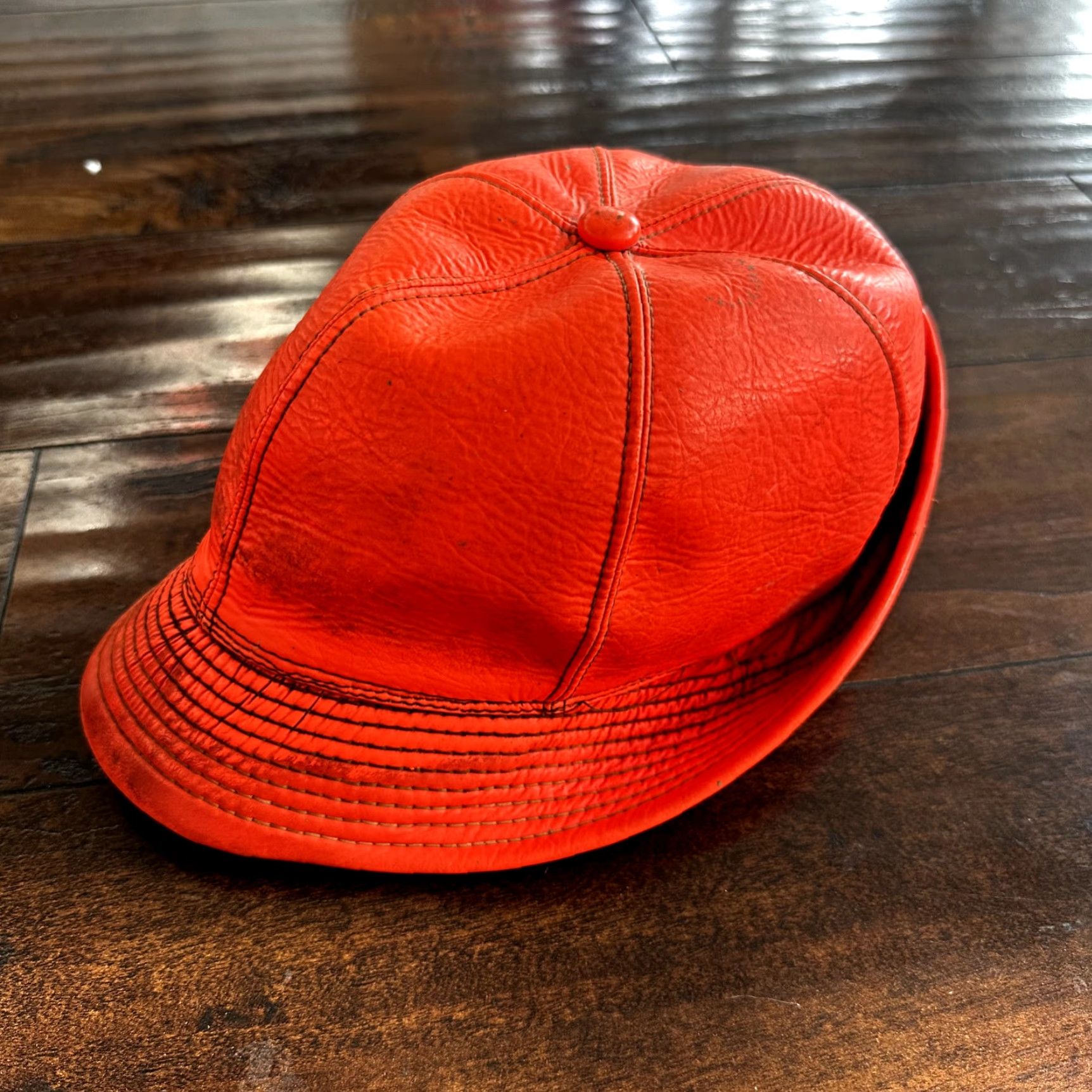 VINTAGE Fisherman Hunting Hat Cap Bucket Orange 7 1/8 WWII 50s 60s Mens Bucket Hat Orange Hunting 7 1/8 Vintage