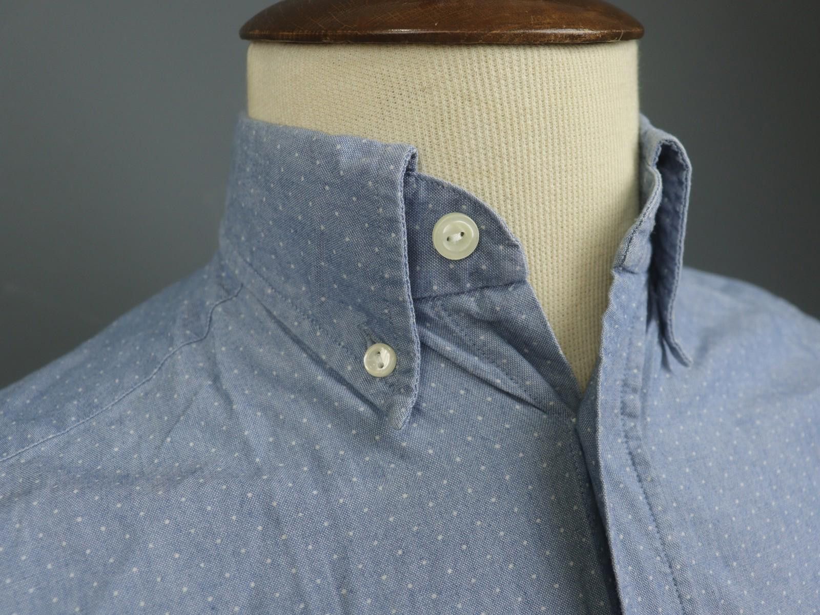Eton Eton Blue Cotton Polka Dot Collared Dress Shirt Size 38 Size 38R - 4 Thumbnail