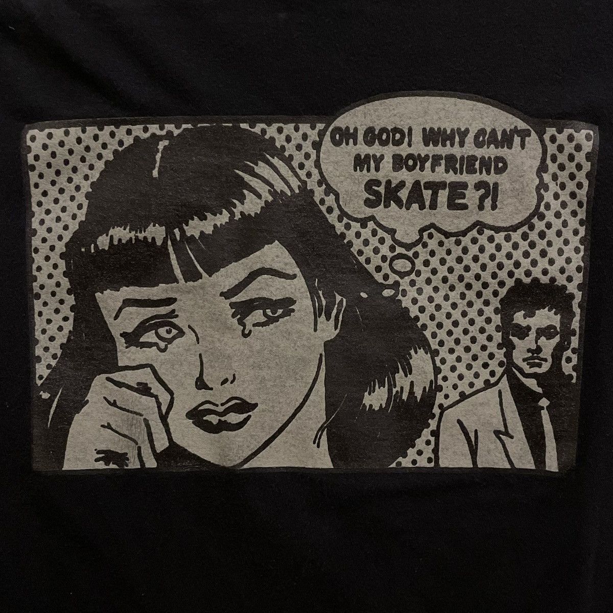 Gildan VTG Y2K Why Can't My Boyfriend Skate Comic Graphic T-Shirt Size M / US 6-8 / IT 42-44 - 2 Thumbnail