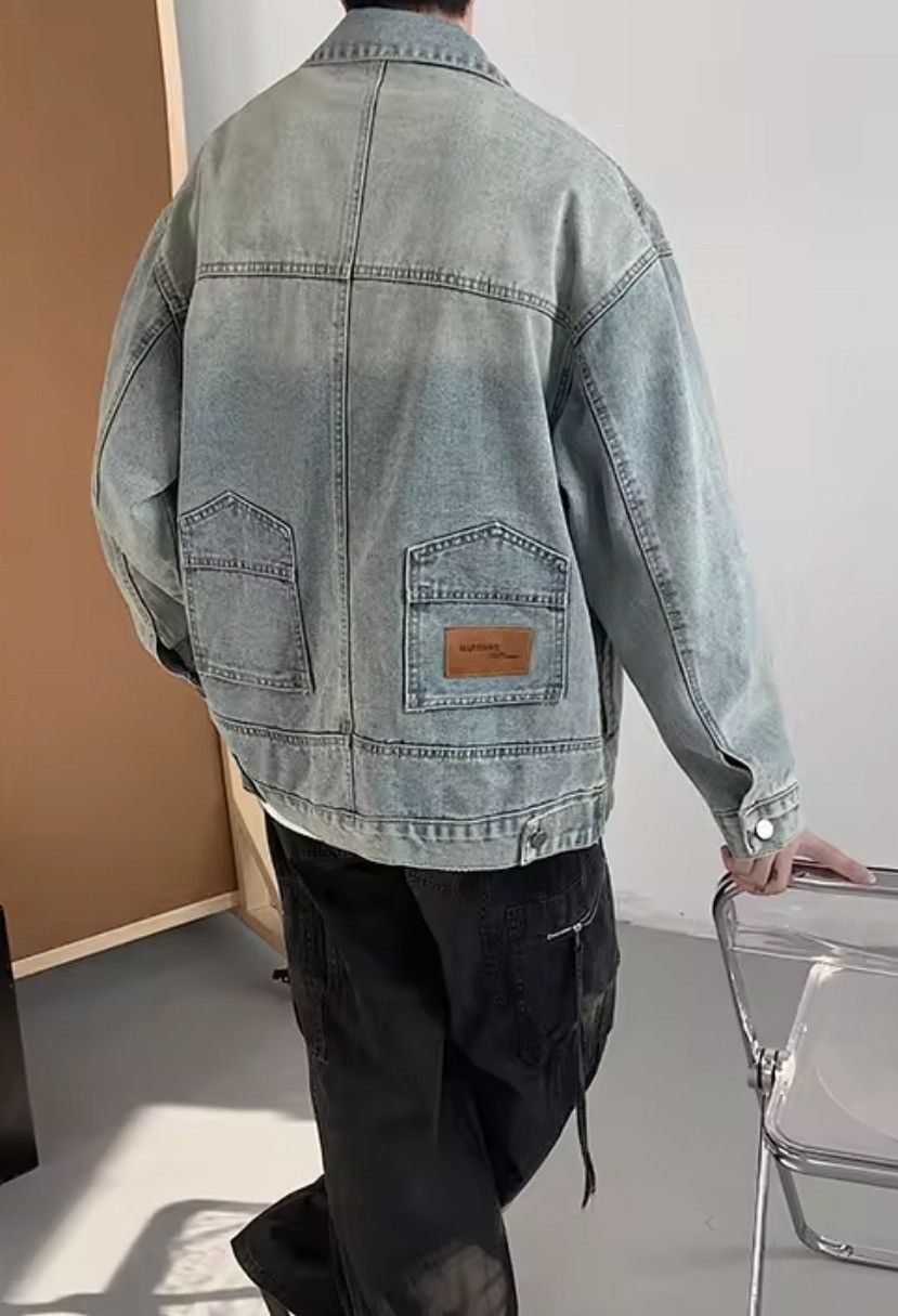 Japanese Brand Wash Blue Denim Jacket - Classic Button-Up Distressed Size US XXL / EU 58 / 5 - 1 Thumbnail