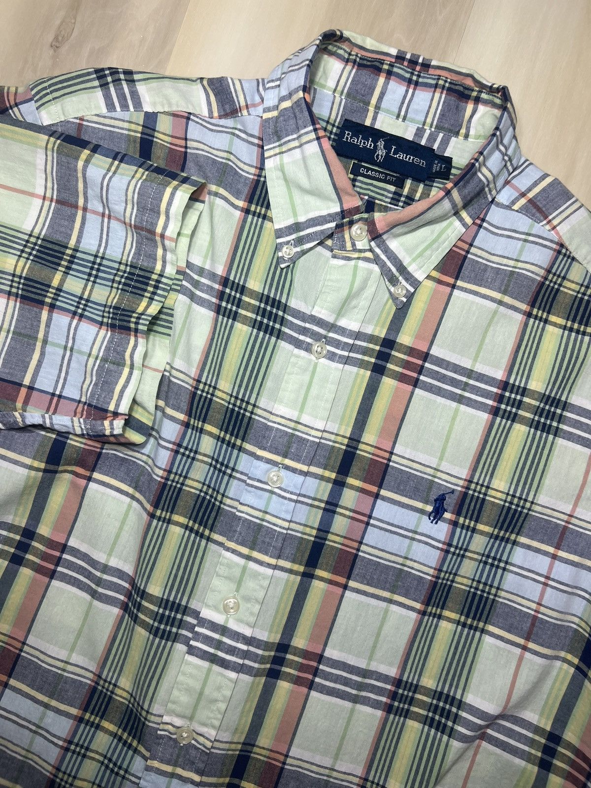Polo Ralph Lauren Polo Ralph Lauren Shirt Mens L Green Blue Plaid Short Sleeve Size US L / EU 52-54 / 3 - 1 Thumbnail