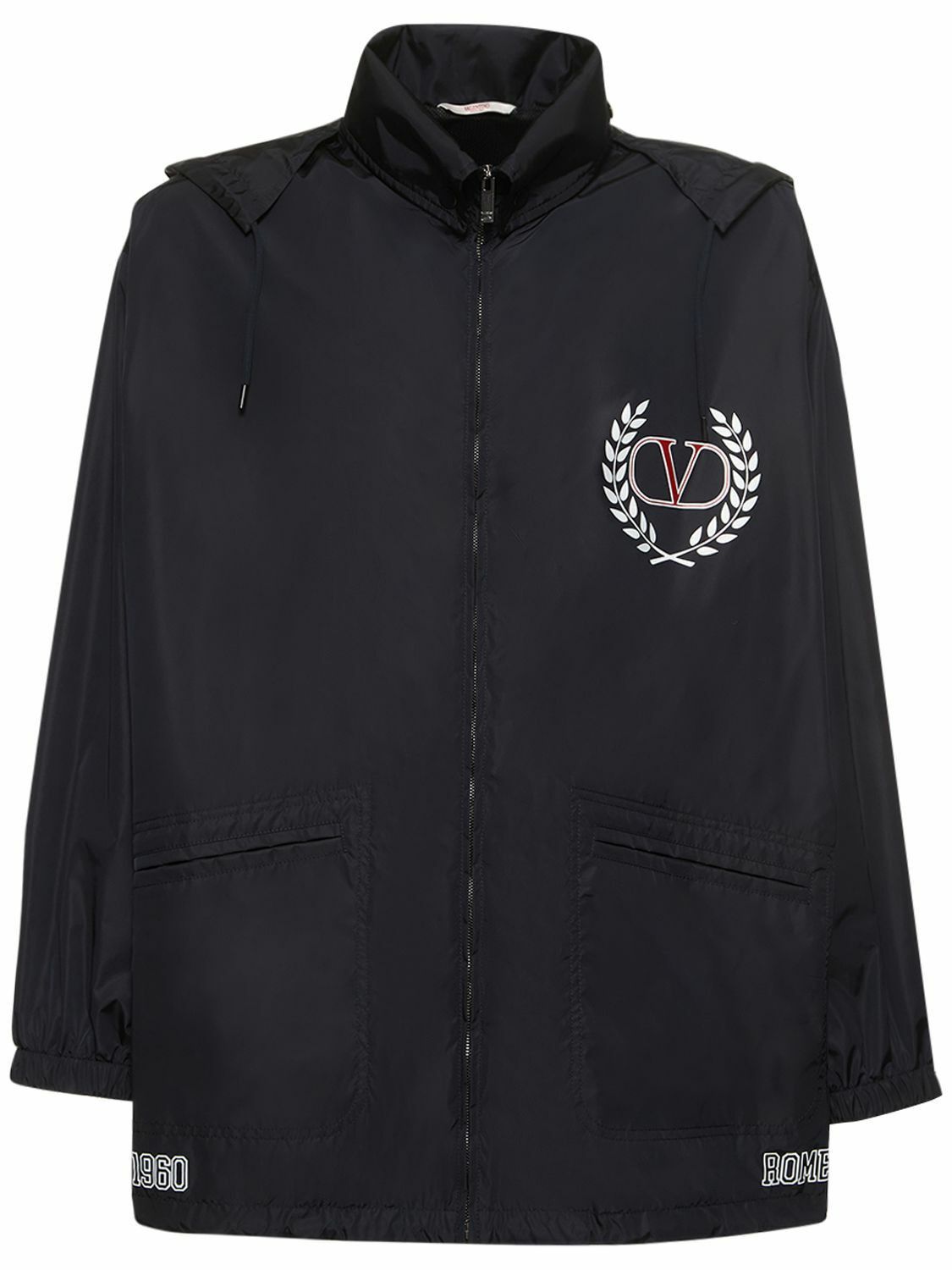 Valentino o1y0525 Logo Shell Hooded Jacket in Black Size US M / EU 48-50 / 2 - 1 Thumbnail