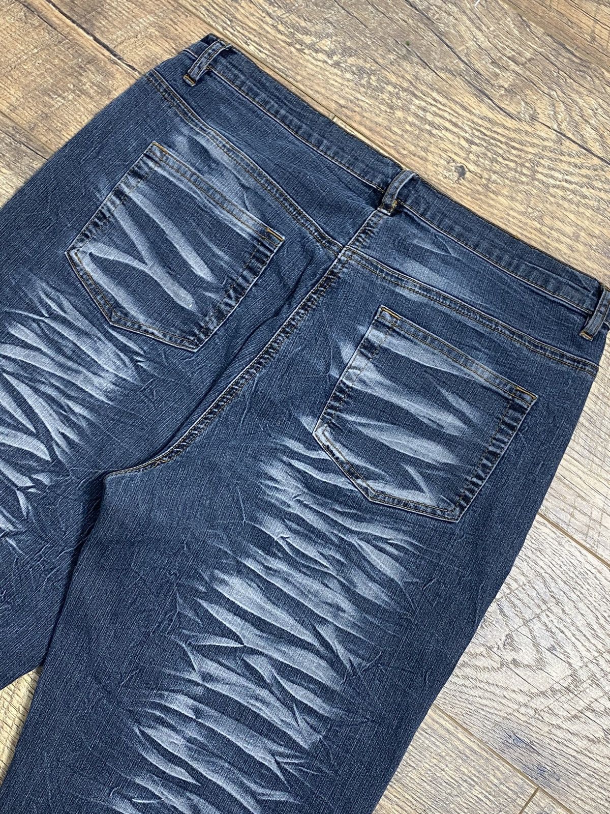 Japanese Brand Y2K Vintage Blue Acid Wash Wave Pattern Denim Jeans Size 28" / US 6 / IT 42 - 5 Thumbnail