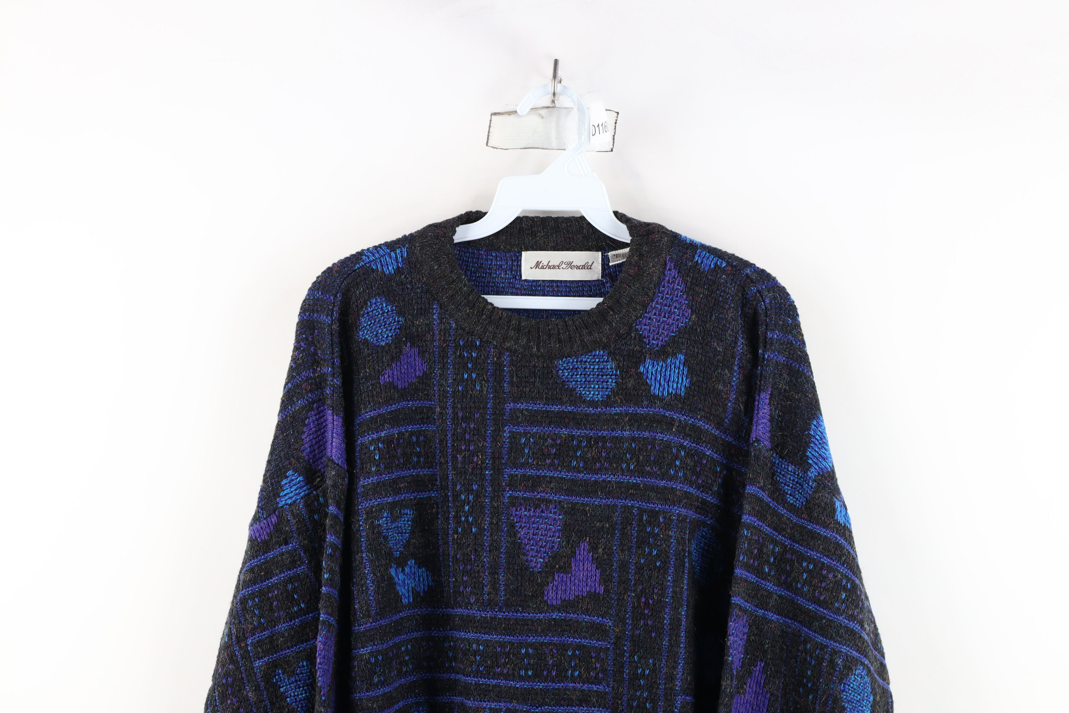 Vintage Vintage 90s Streetwear Fleck Geometric Knit Crewneck Sweater Size M / US 6-8 / IT 42-44 - 2 Thumbnail
