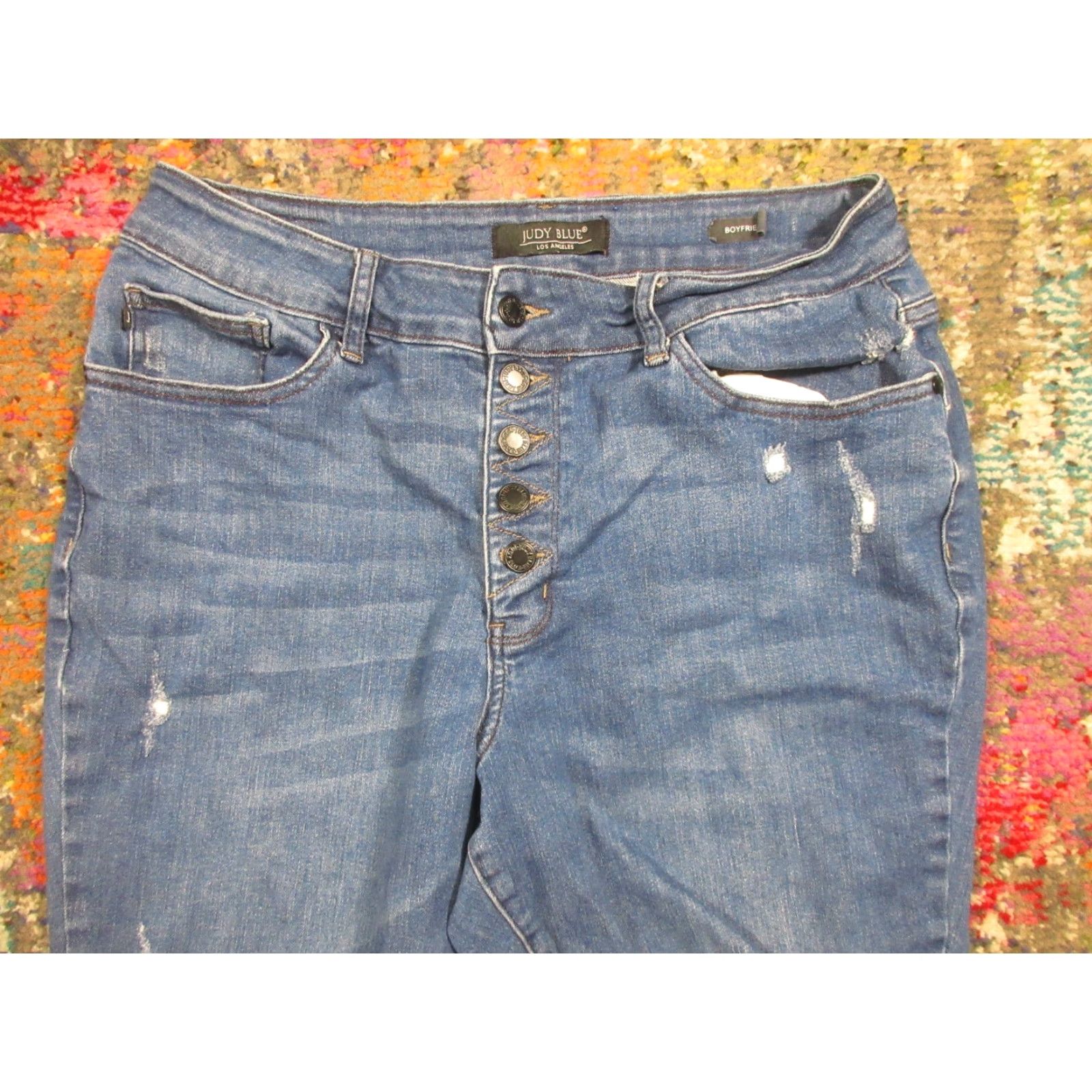 Denime Judy Blue Jeans Womens Boyfriend Fit 14W 30x29 Stretch Denim Distressed Size 30" / US 8 / IT 44 - 6 Thumbnail