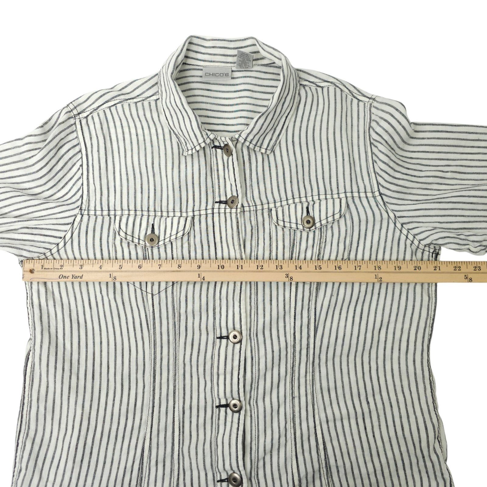 Chicos Chicos Striped Shirt Jacket 2 US L/12 Utility Workwear Size L / US 10 / IT 46 - 3 Thumbnail