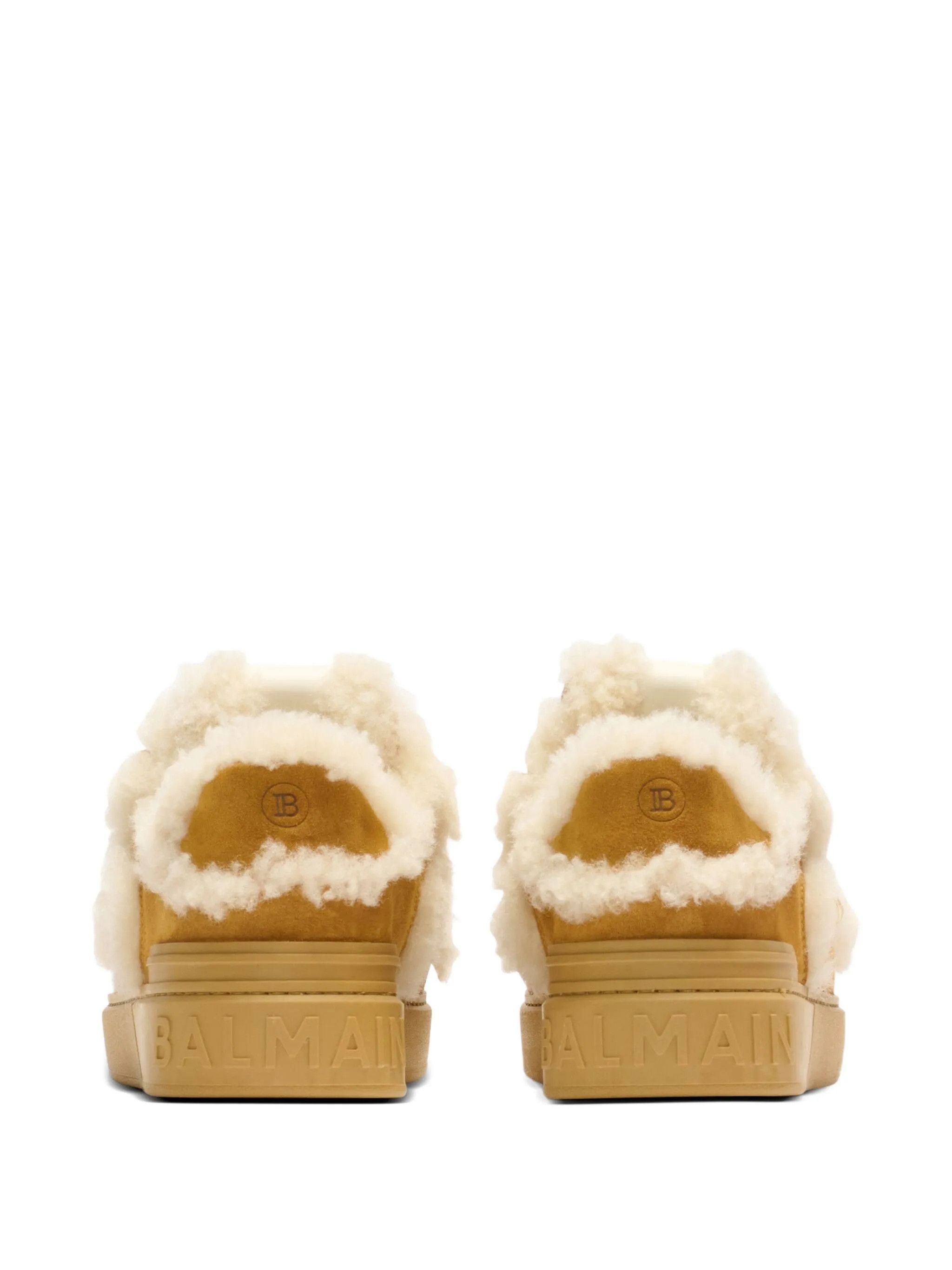 Balmain o1mt1gz0326 Shearling Suede Low-Top Sneakers in Brown Size US 10 / IT 40 - 3 Thumbnail