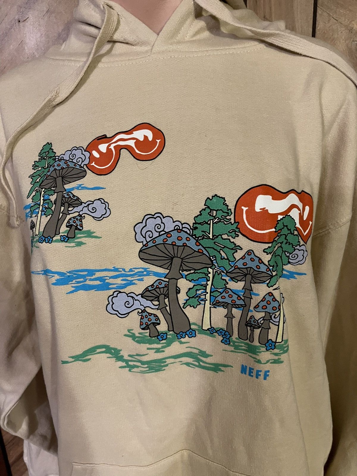 NEFF Neff Men's Large Retro Mushroom Graphic Hoodie Pullover Size US L / EU 52-54 / 3 - 2 Thumbnail