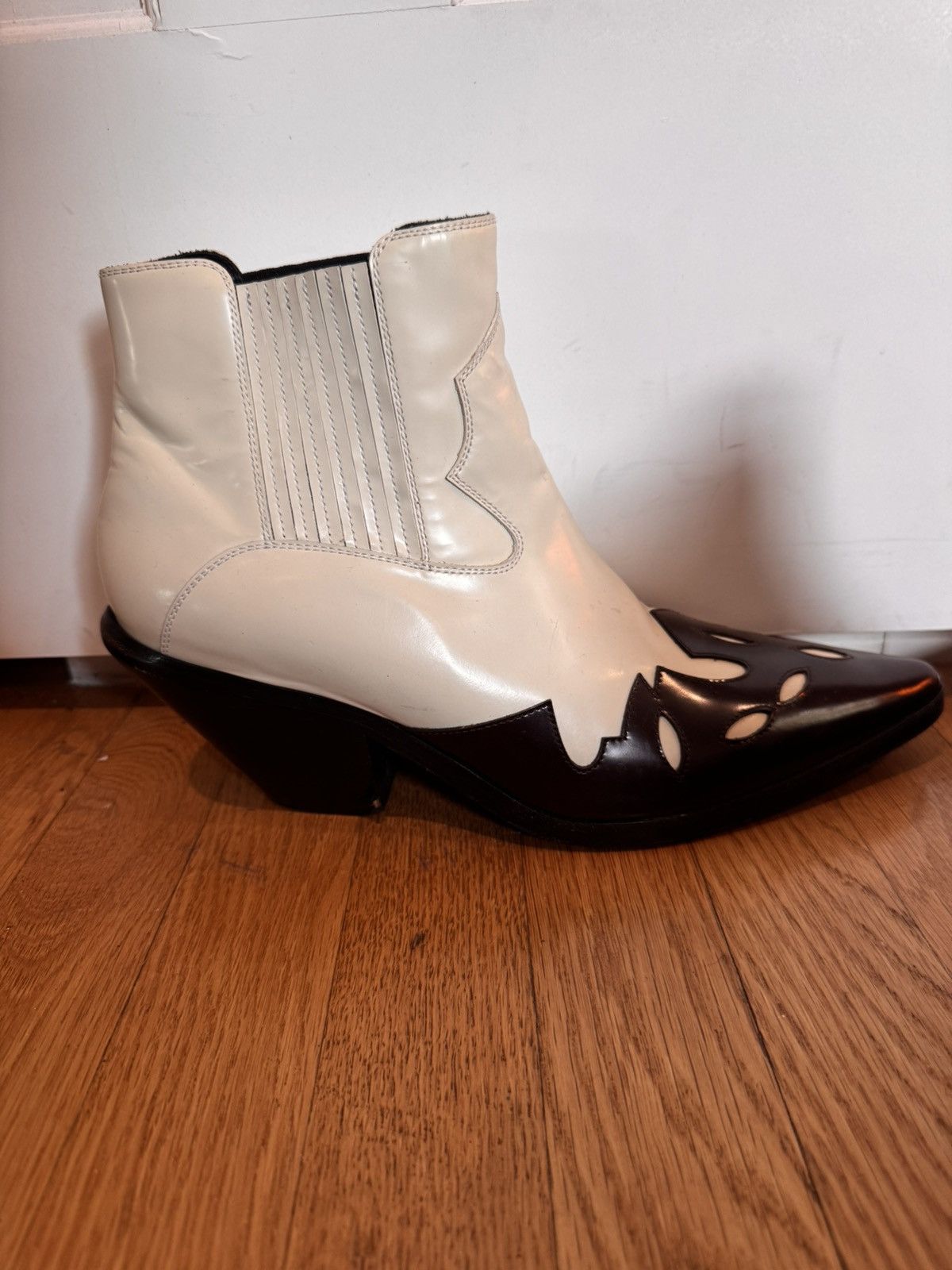 Enfants Riches Deprimes RARE ERD Midnight cowboy boots ivory and burgundy Size US 10 / EU 43 - 4 Thumbnail