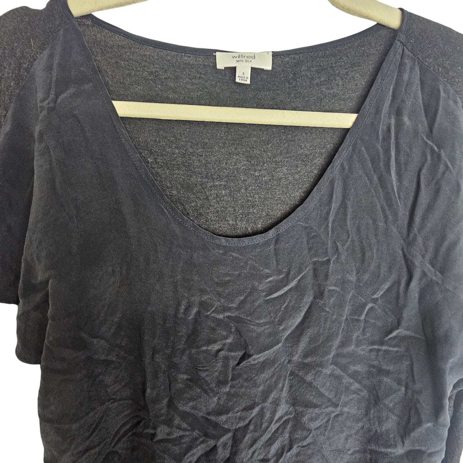 Wildfox Wilfred Womens Black Silk Blouse S Mixed Media Quiet Luxury Size S / US 4 / IT 40 - 2 Thumbnail