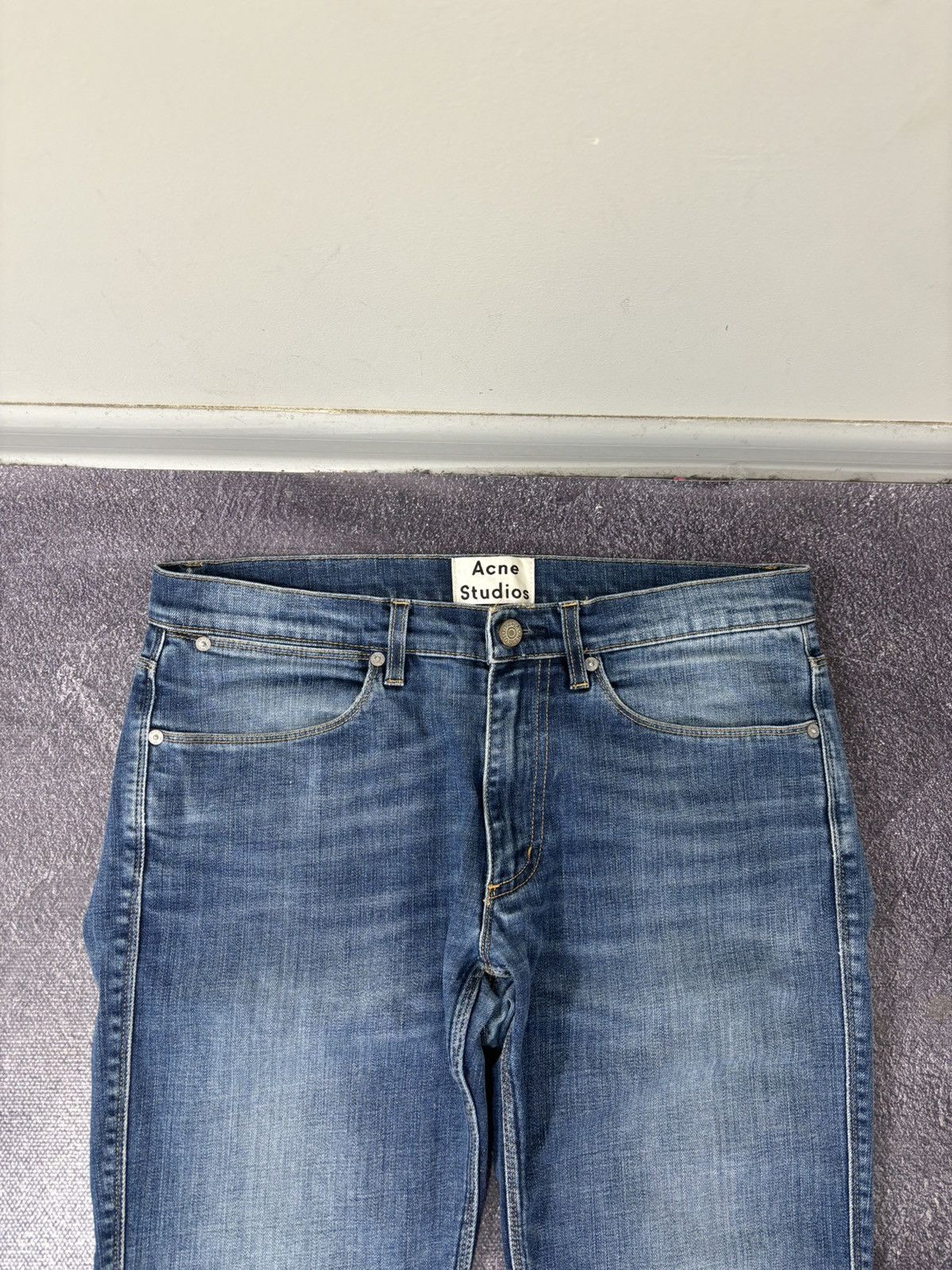 Acne Studios Acne Studios Max Prince Faded Blue Slim Straight Denim Jeans Size US 31 - 4 Thumbnail