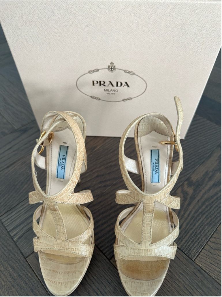Prada Women's Prada Beige Leather Heels Size US 6.5 / IT 36.5 - 3 Thumbnail