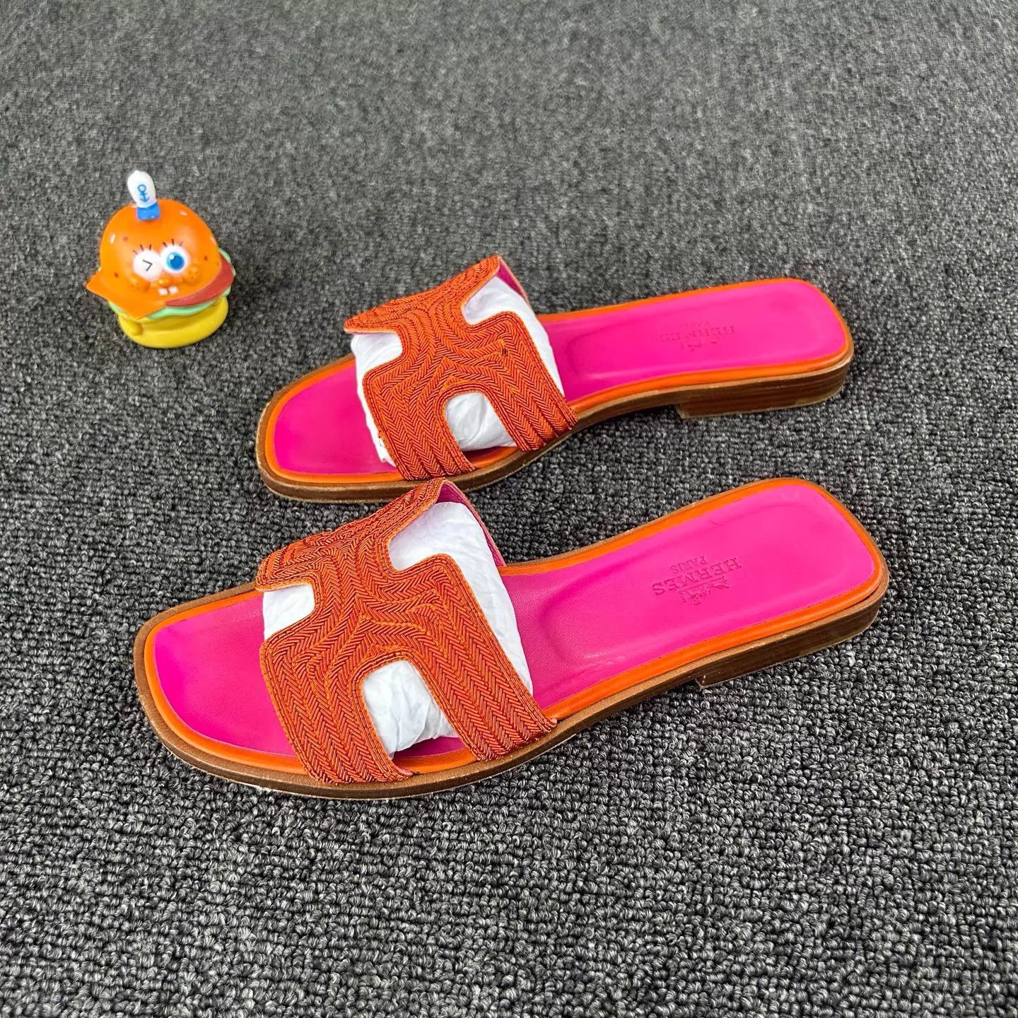Hermes Hermès Rose Pink H Slide 35.5 Orange Panel Size US 5 / IT 35 - 1 Thumbnail