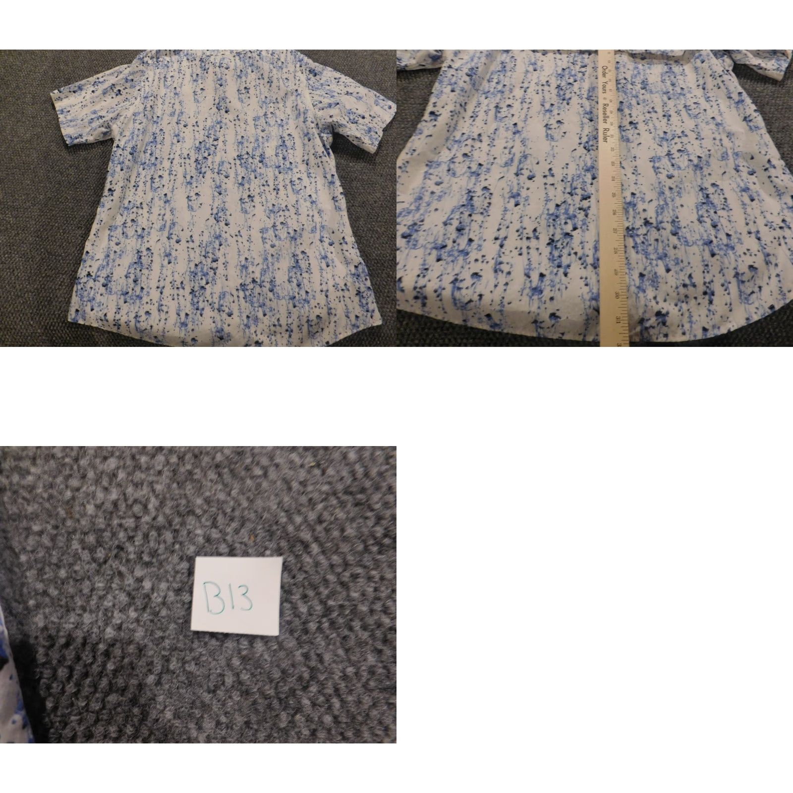 Cremieux Cremieux Men Shirt L Blue White Button-Down Collared Short Sleeve Knit Cotton Classic Geometric Logo Pockets Slimming Regular Pattern Size US L / EU 52-54 / 3 - 8 Thumbnail
