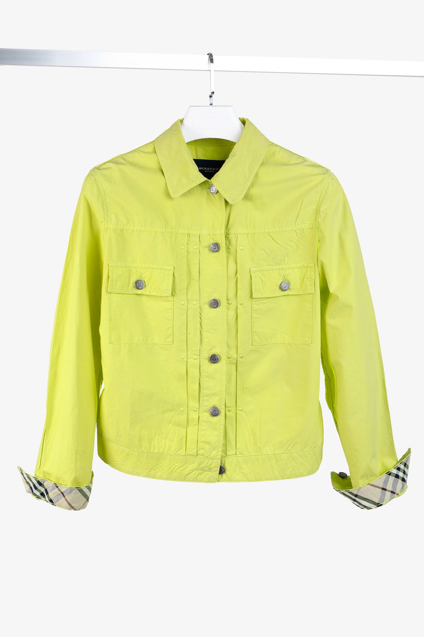 Burberry Burberry Neon Green Cotton Button-Up Jacket Size M / US 6-8 / IT 42-44 - 1 Thumbnail