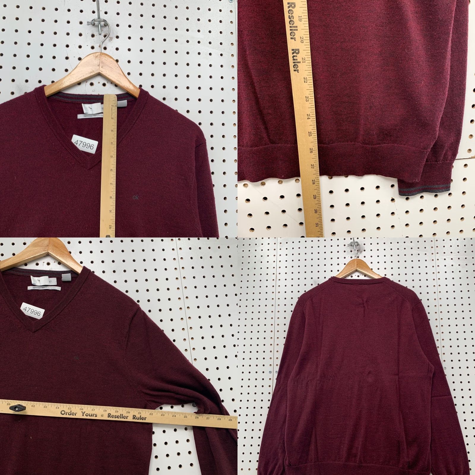 Calvin Klein Calvin Klein Merino Wool Sweater Mens Large Burgundy European Yarn Business Shirt Pullover Regular Knit Logo Winter Fall Men Size US L / EU 52-54 / 3 - 9 Thumbnail