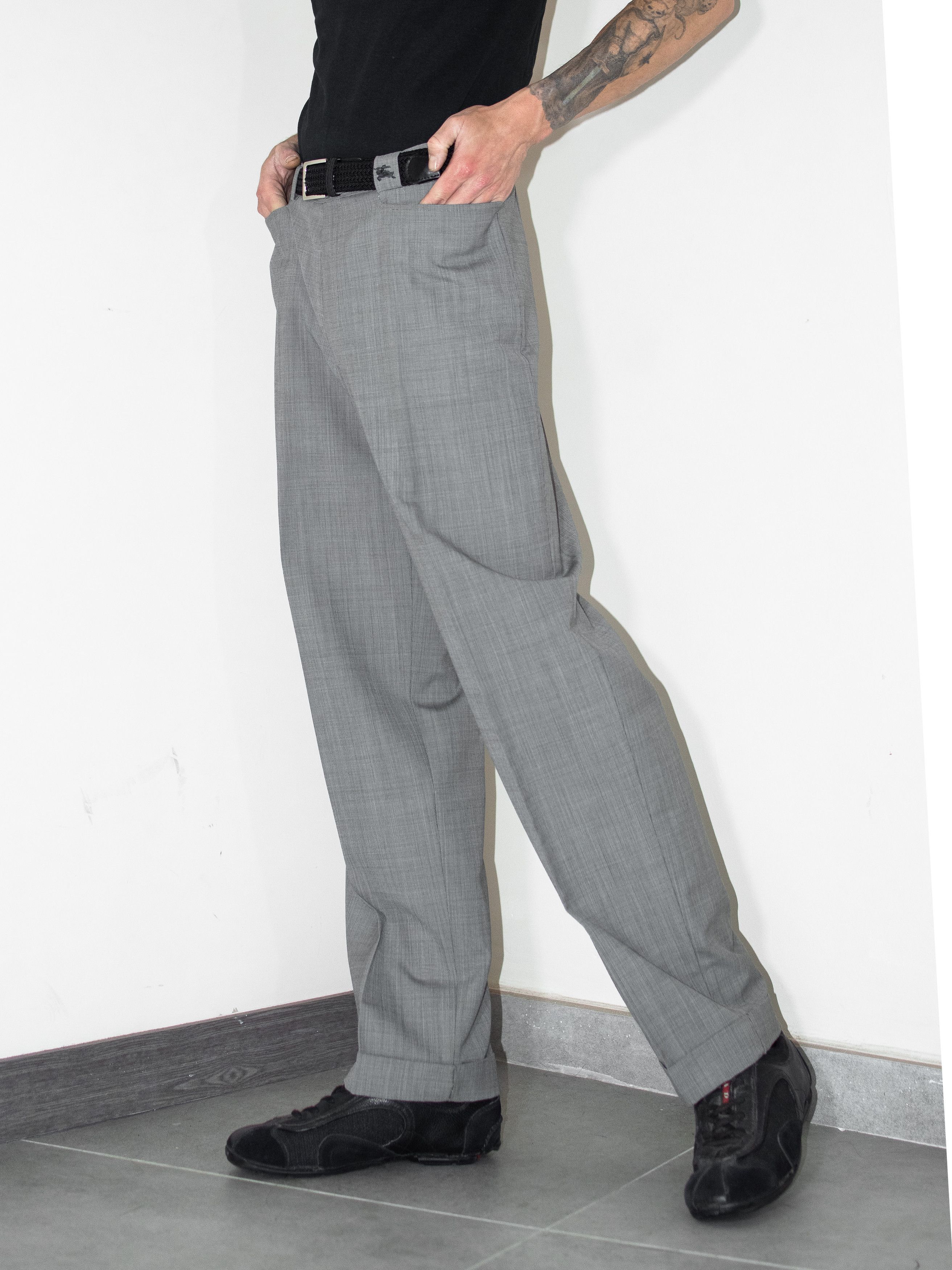 Burberry × Designer × Vintage 90s Vintage luxury Grey Wool Burberry chino trousers Size US 29 - 2 Thumbnail